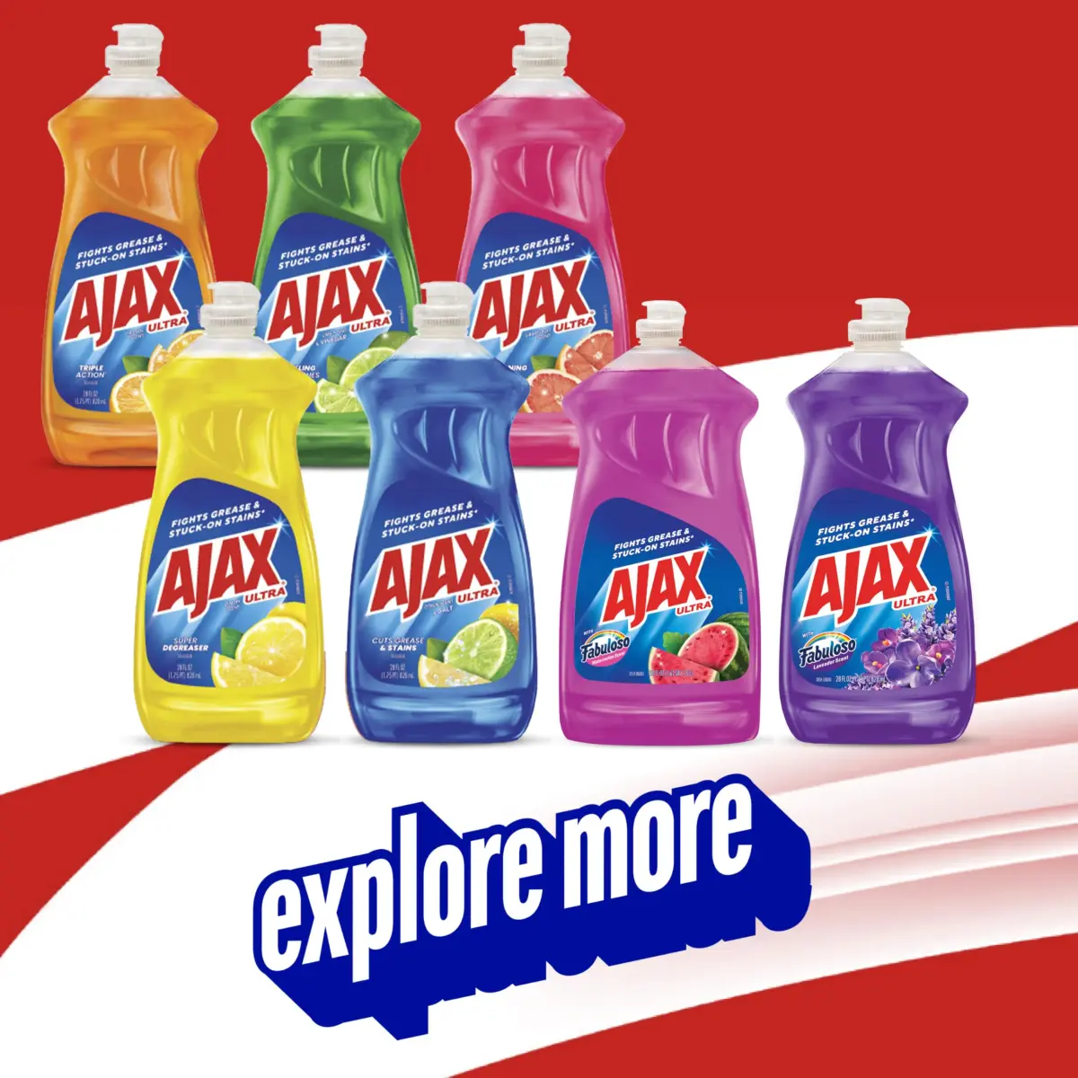 Ajax Ultra Liquid Dish Soap With Fabuloso Lavender Scent, 52 Oz | Grease Fighting Formula - view 9