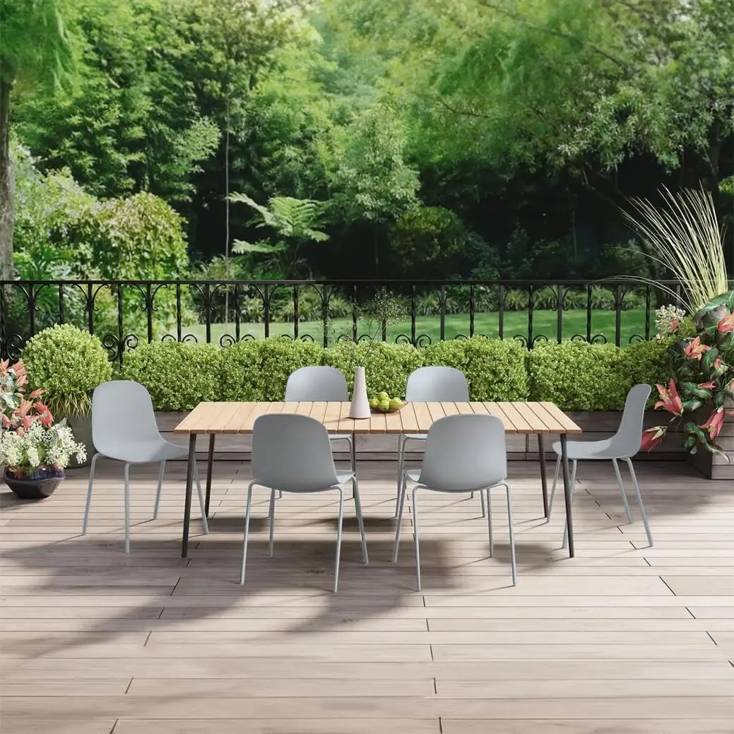 2xhome Set of 2 Modern Stackable Armless Dining Chairs | Plastic Shell Seat with Metal Legs, Gray - view 8