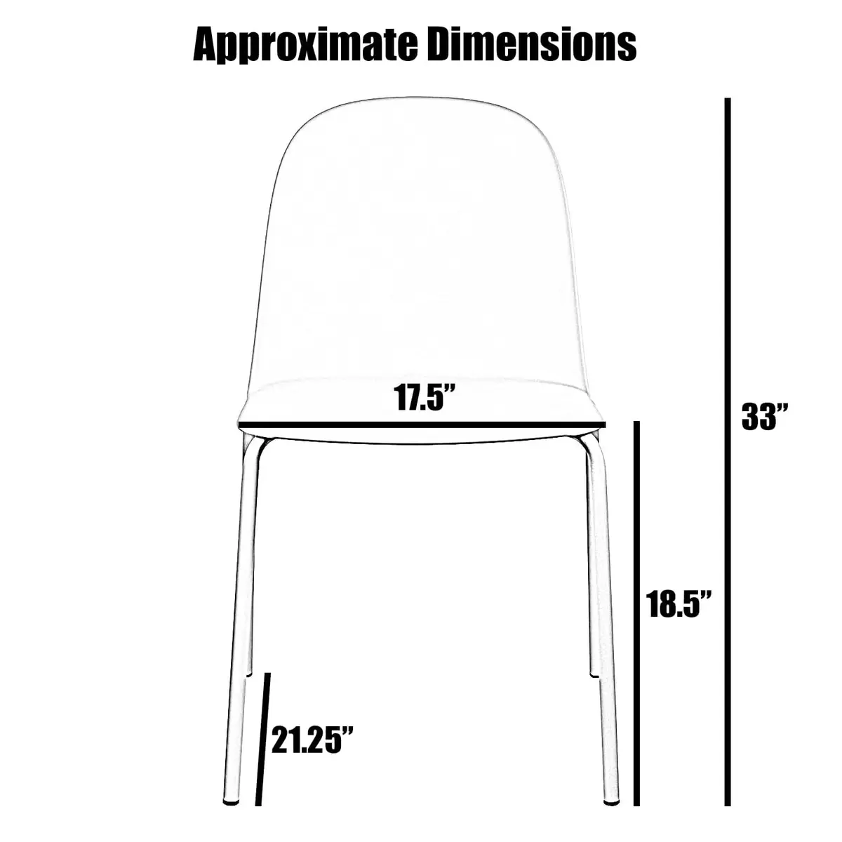 2xhome Set of 2 Modern Stackable Armless Dining Chairs | Plastic Shell Seat with Metal Legs, Gray - view 2
