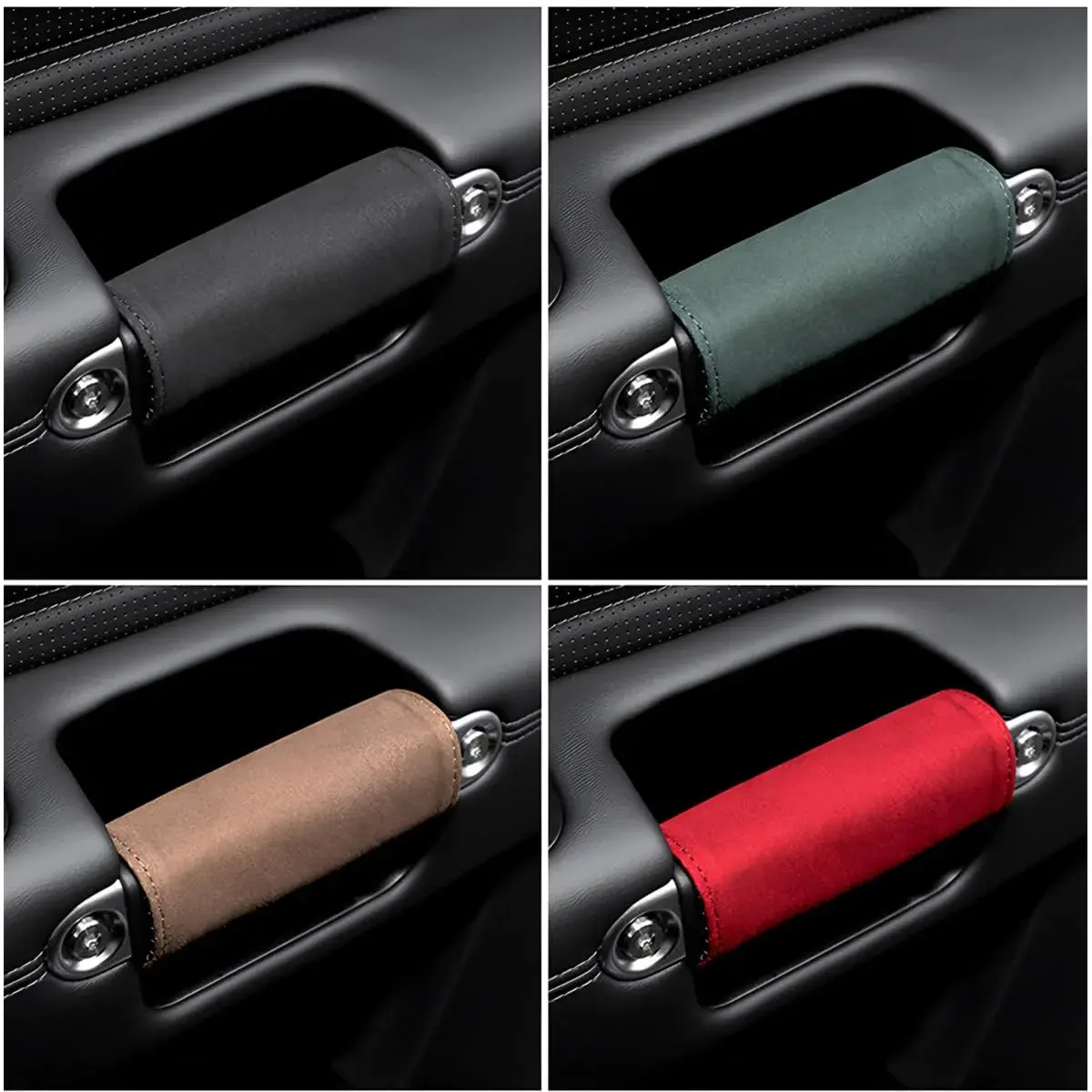 BESULEN Black 2PCS Car Inside Door Handle Protector | Durable Leather Anti-Scratch Cover for Auto Inner Front Rear Door Pull Handle - view 6