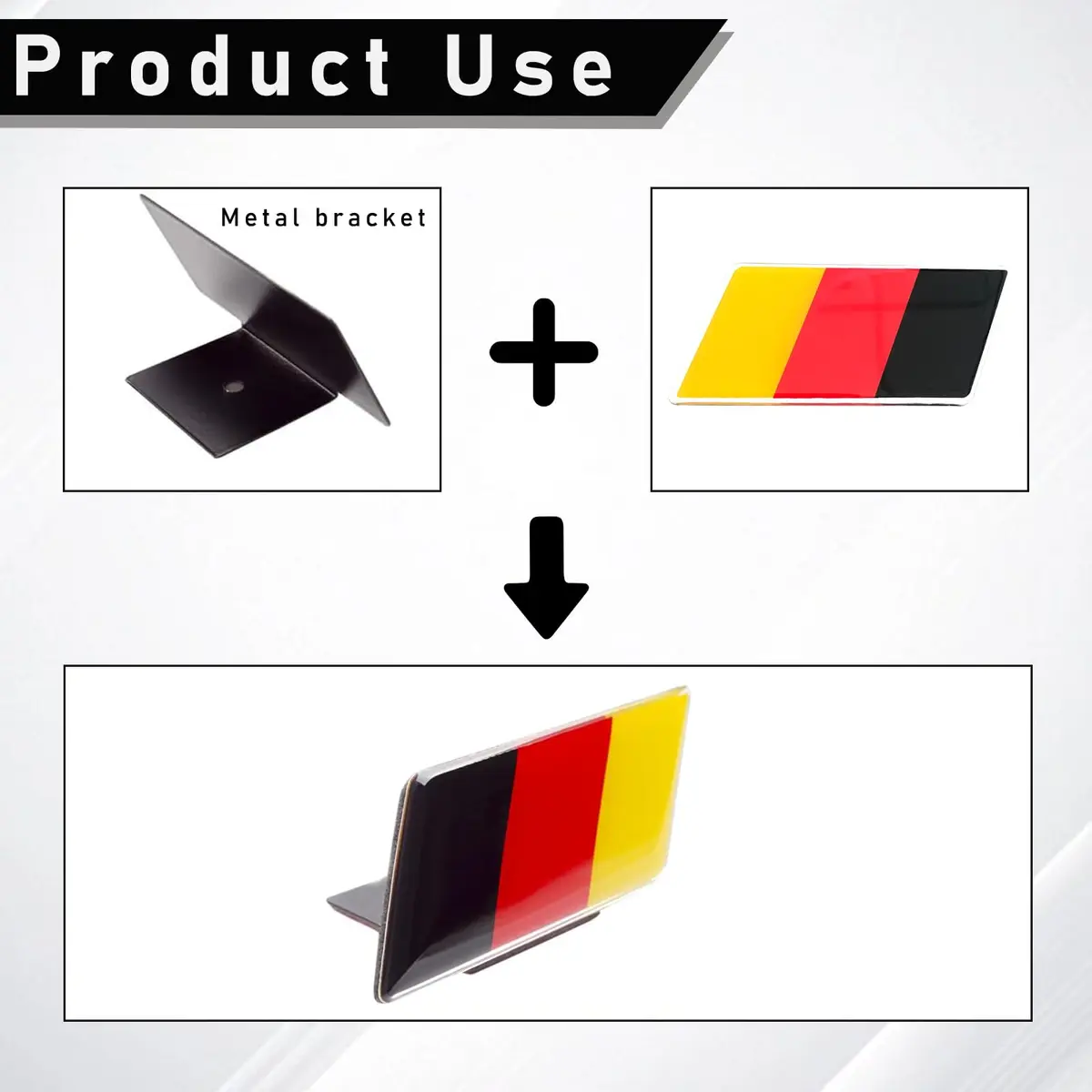 Ziciner 3D Germany Flag Emblem Badge 2.36×1.25 inches | Aluminum Alloy Car Front Grill Decoration - view 3