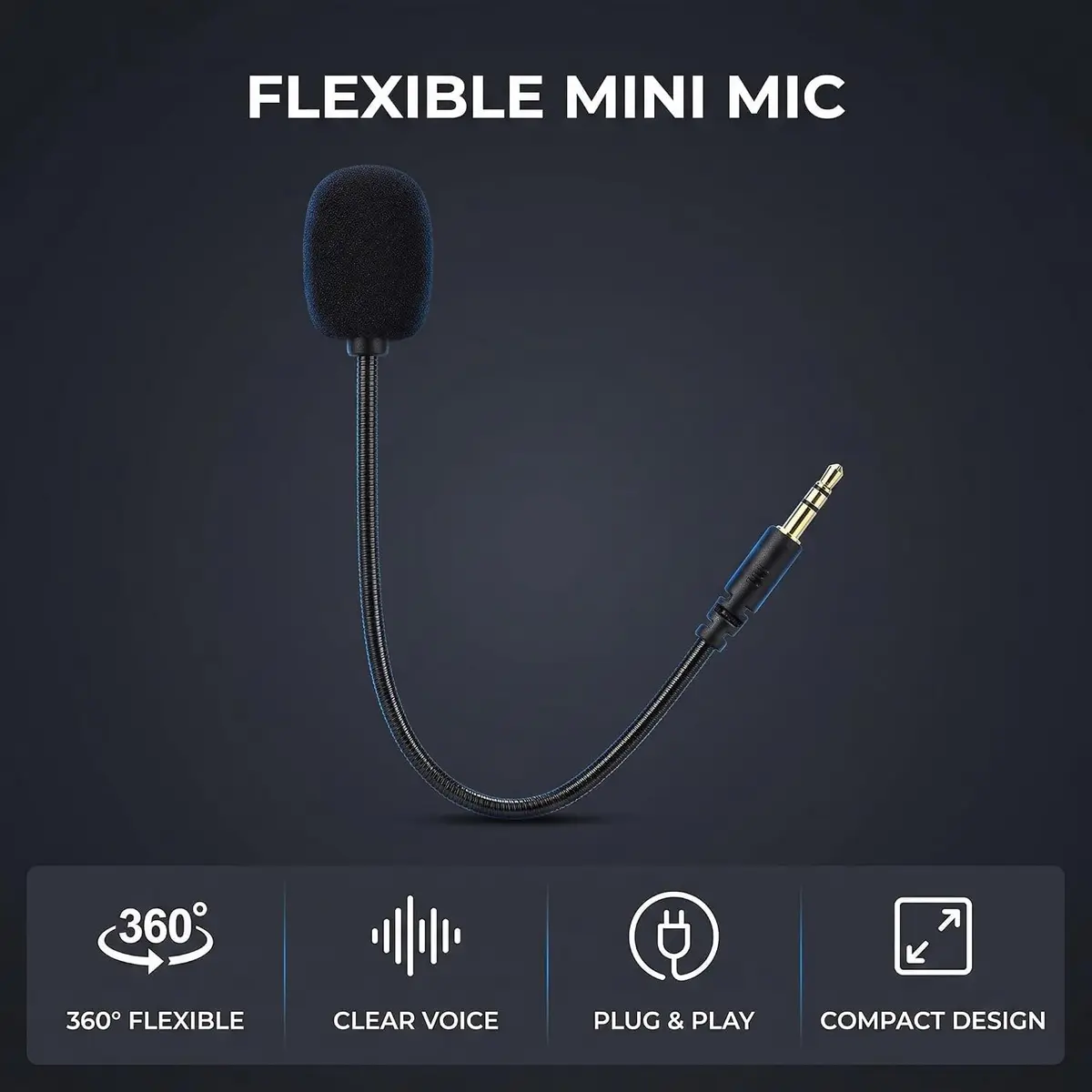 Jowxsx Microphone Headset with Adjustable 360° Bendable Jack | Gaming PC Headsets - view 7