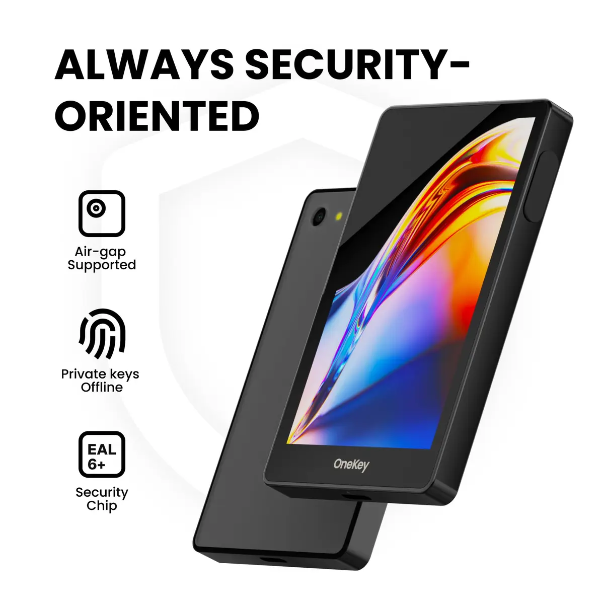 OneKey Pro Crypto Cold Wallet – Air-gapped, Offline Keys, 4× EAL6+ Secure Elements, 3.5" Touchscreen, Fingerprint Unlock, Bluetooth/USB-C, Supports 10,000+ Coins & NFTs (Black) - view 3