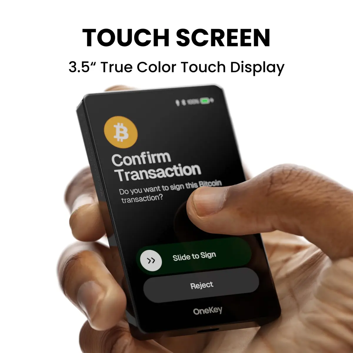 OneKey Pro Crypto Cold Wallet – Air-gapped, Offline Keys, 4× EAL6+ Secure Elements, 3.5" Touchscreen, Fingerprint Unlock, Bluetooth/USB-C, Supports 10,000+ Coins & NFTs (Black) - view 4