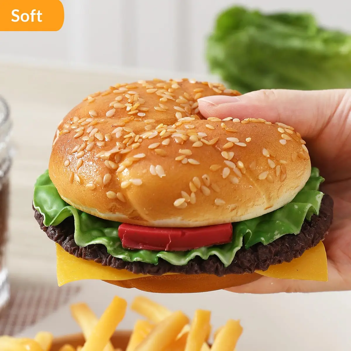 Joeabor Artificial Hamburger & 12 French Fries | Realistic Faux Food Decor for Display in Restaurants & Events - view 4