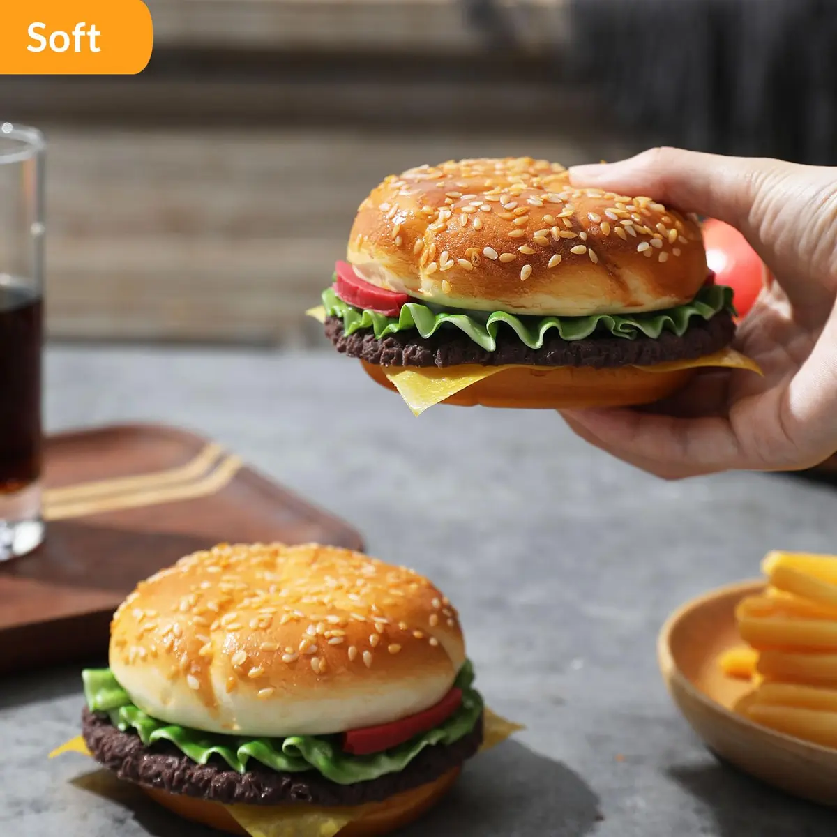 Joeabor Artificial Hamburger Round 2 Pack | Realistic Fake Food for Display & Decoration - view 6