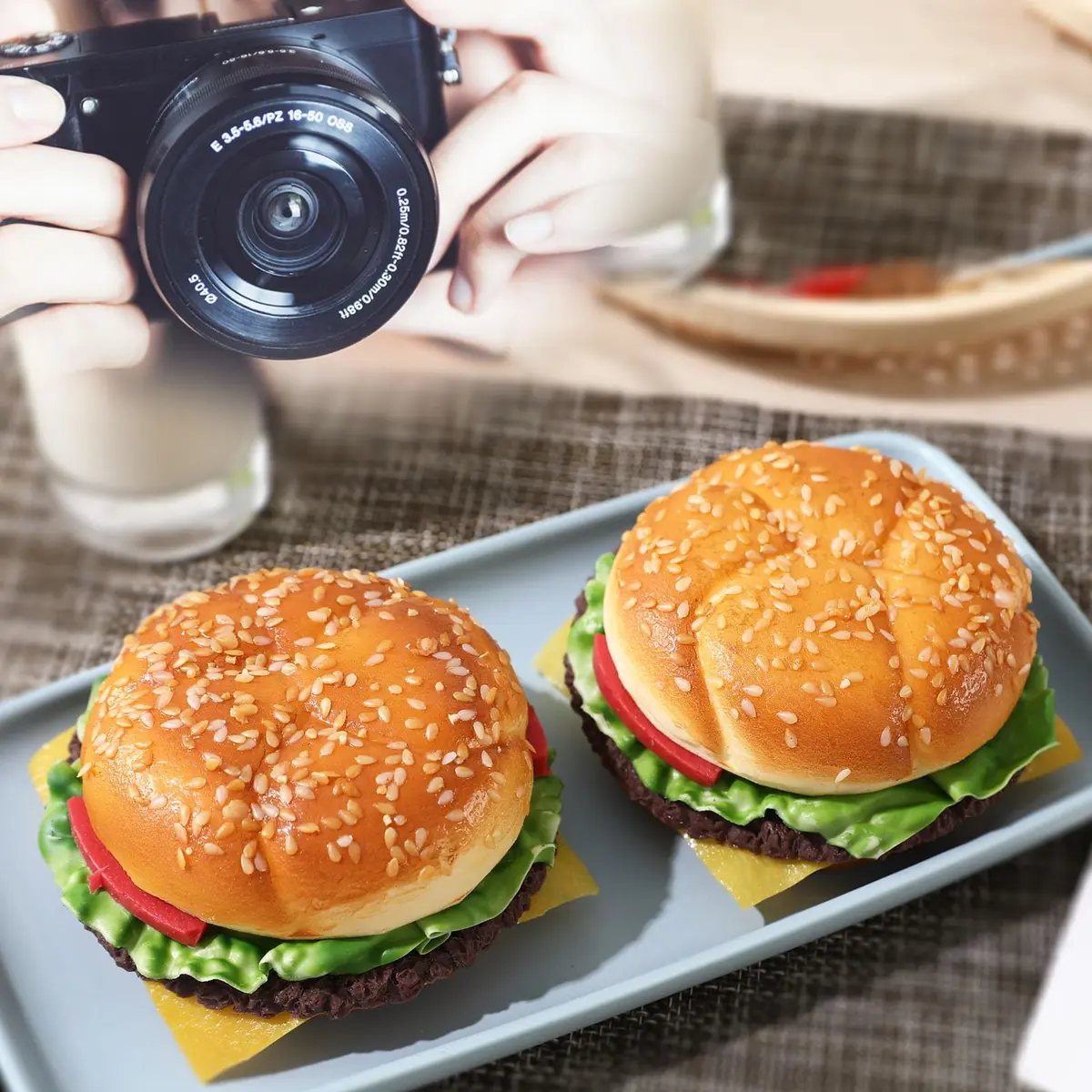 Joeabor Artificial Hamburger Round 2 Pack | Realistic Fake Food for Display & Decoration - view 7