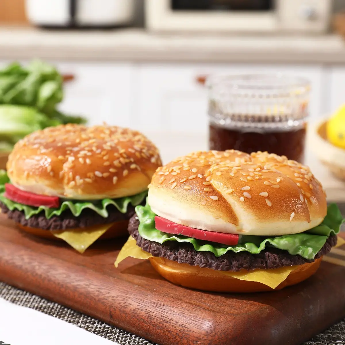 Joeabor Artificial Hamburger Round 2 Pack | Realistic Fake Food for Display & Decoration - view 8