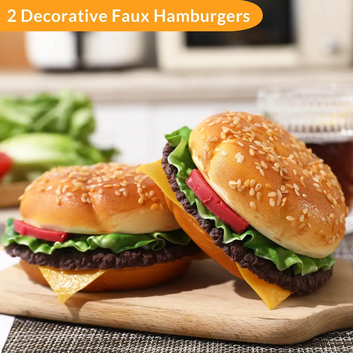 Joeabor Artificial Hamburger Round 2 Pack | Realistic Fake Food for Display & Decoration - view 2