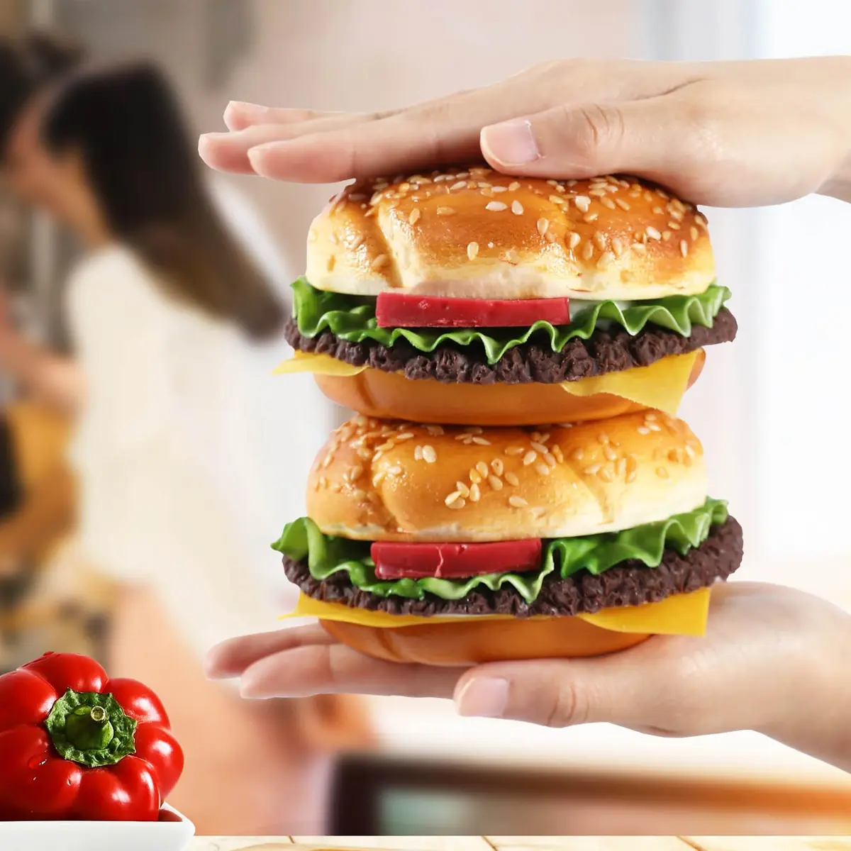 Joeabor Artificial Hamburger Round 2 Pack | Realistic Fake Food for Display & Decoration - view 4