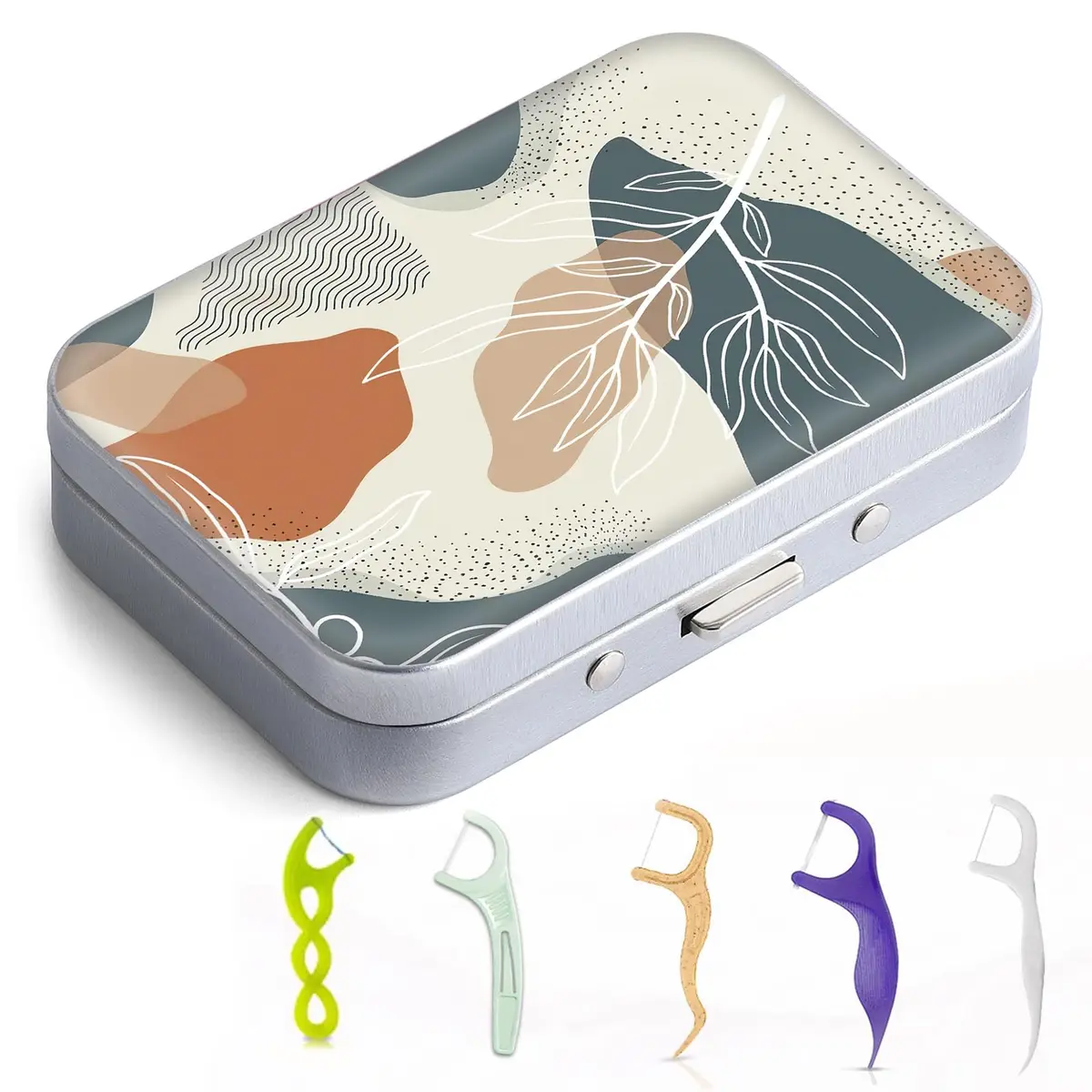 Gerkia Portable Dental Floss Case, Bohemian Leaf | Compact, Durable & Travel-Friendly - main product image