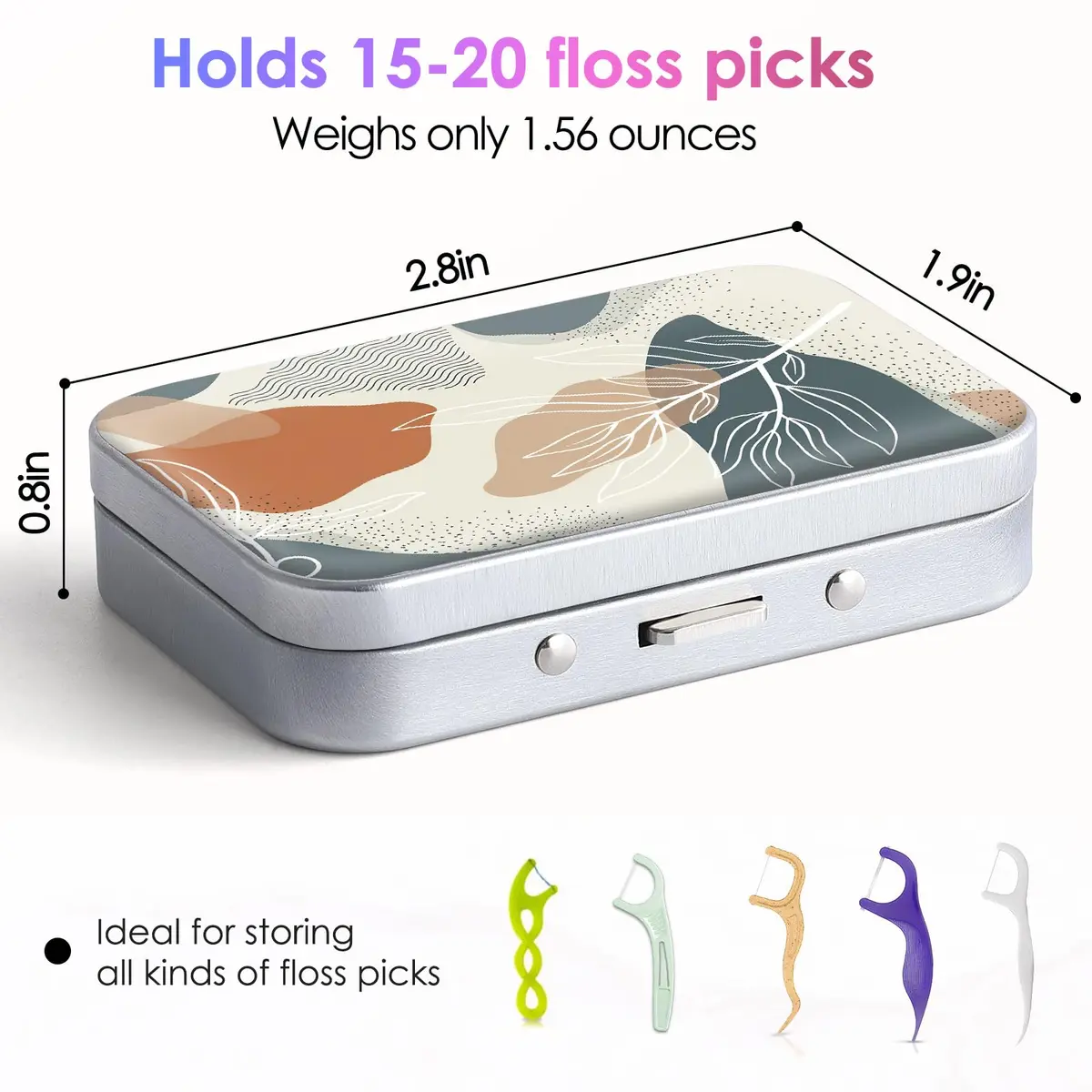Gerkia Portable Dental Floss Case, Bohemian Leaf | Compact, Durable & Travel-Friendly - view 2