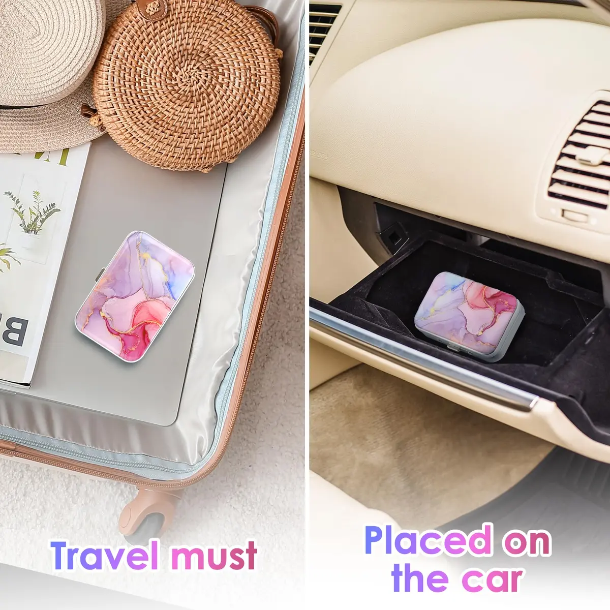 Gerkia Pink Marble Dental Floss Case with Mirror | Portable Travel Essentials - view 7
