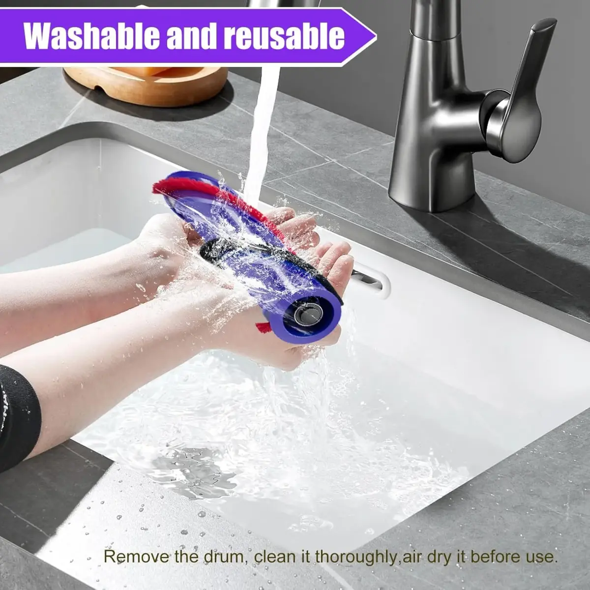 Vanclearidea Direct Drive Brush Head for Dyson V7 V8 V10 V11 V15 Vacuum Cleaner | Quick-Release Motorhead with 2 Wheels - view 7