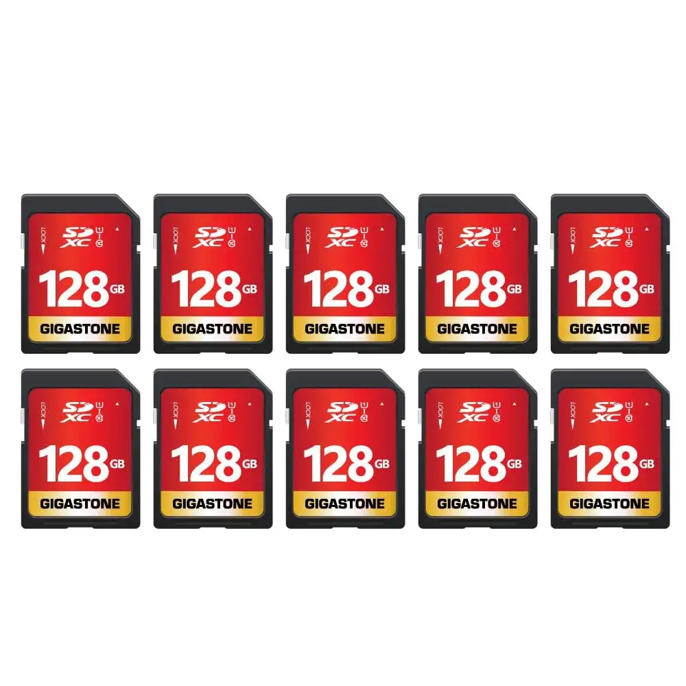 Gigastone 128GB SD Card 10-Pack UHS-I U1 Class 10 SDXC Memory Card 128 GB (10-Pack) | Full HD Video Recording - main product image