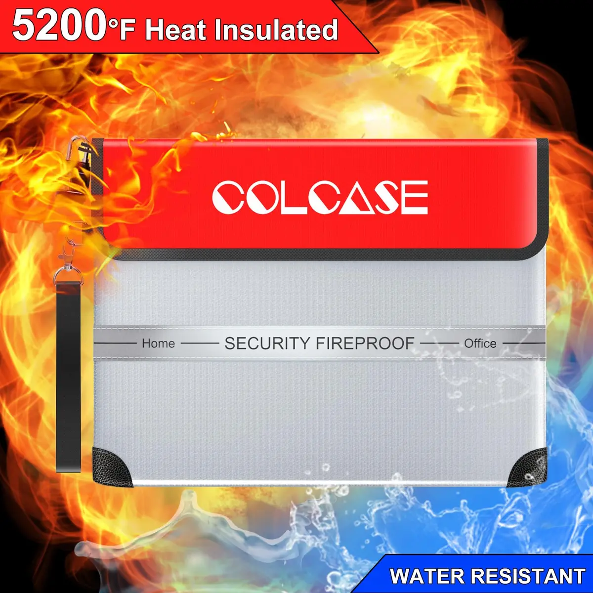 COLCASE Fireproof Document Bag 15 x 11 inches Silver | 5200℉ Heat Insulated Waterproof with Lock - view 5