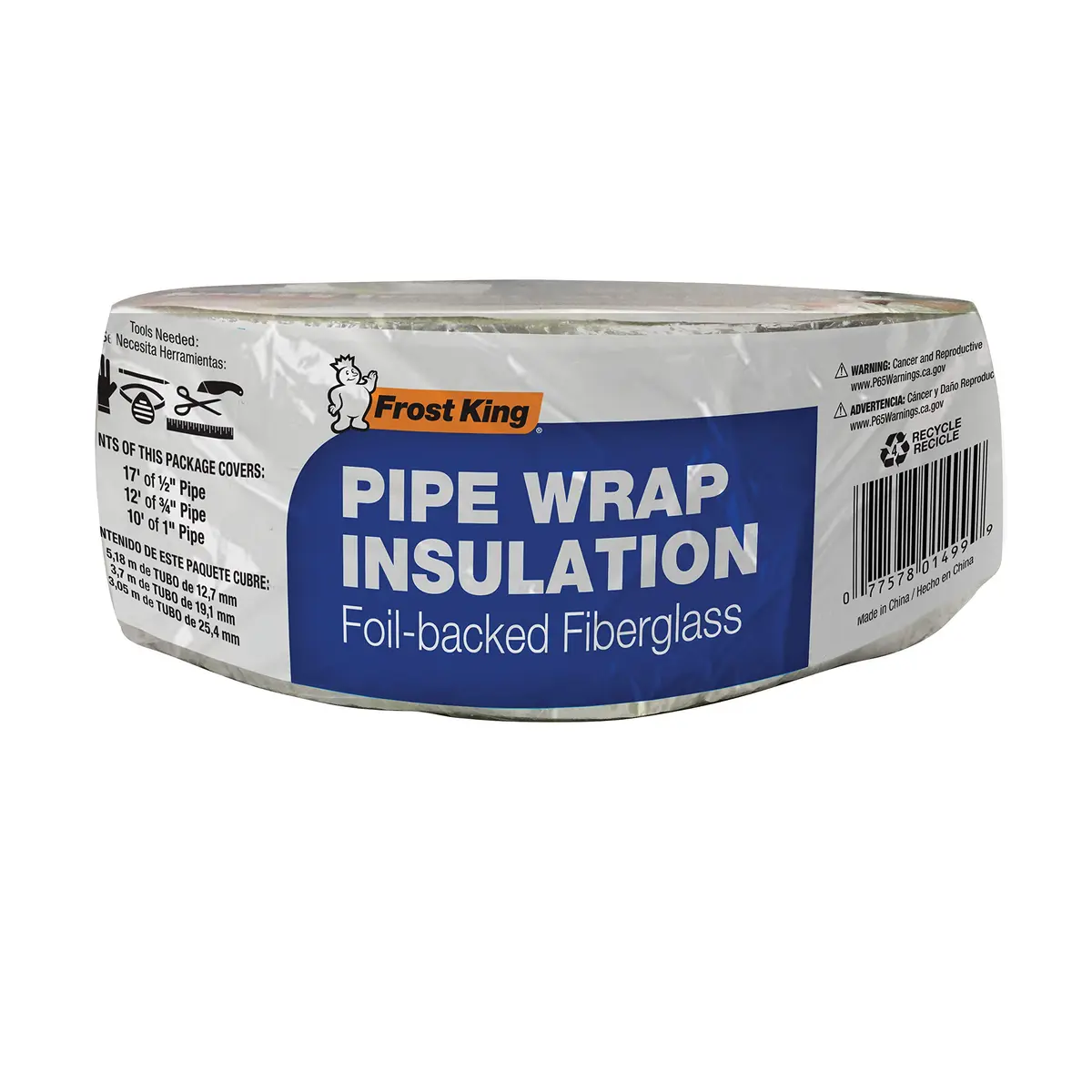 Frost King Foil Backed Fiberglass Pipe Wrap 3"x1"x25' (Pack of 2) | 1-Inch Thick Vapor Barrier for Hot & Cold Pipes - view 5