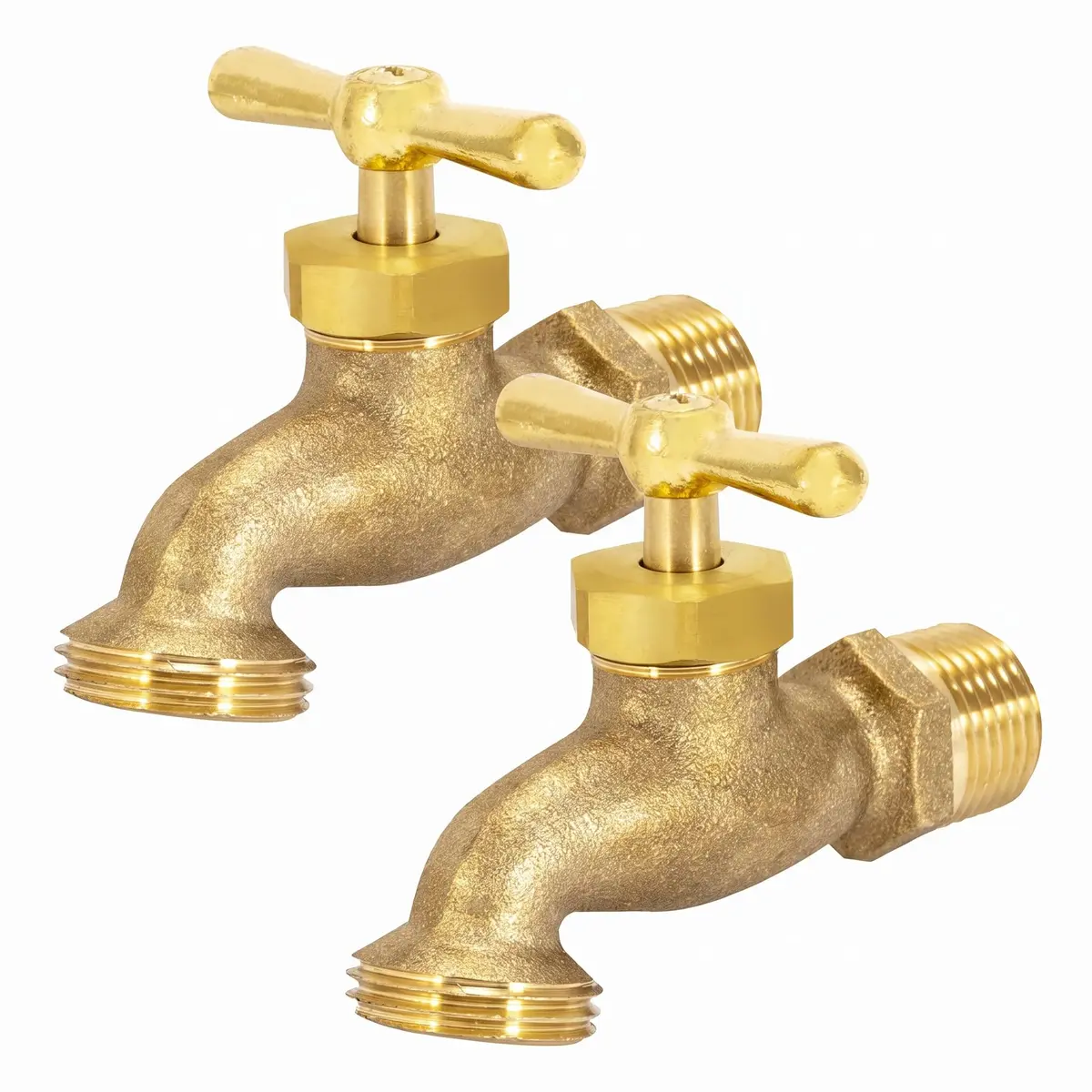 Eastman Irrigation Hose Bibb 1/2 Inch MIP x 1/2 Inch MHT Brass Garden Valve Pack of 2 | Heavy-Duty Outdoor Spigot - main product image