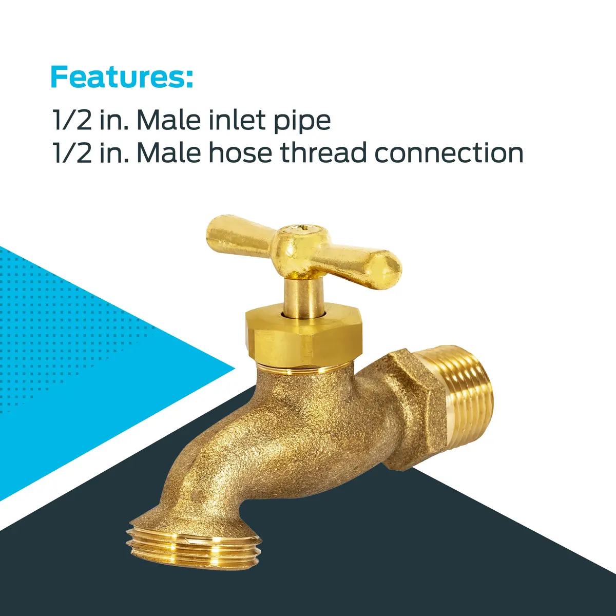 Eastman Irrigation Hose Bibb 1/2 Inch MIP x 1/2 Inch MHT Brass Garden Valve Pack of 2 | Heavy-Duty Outdoor Spigot - view 5