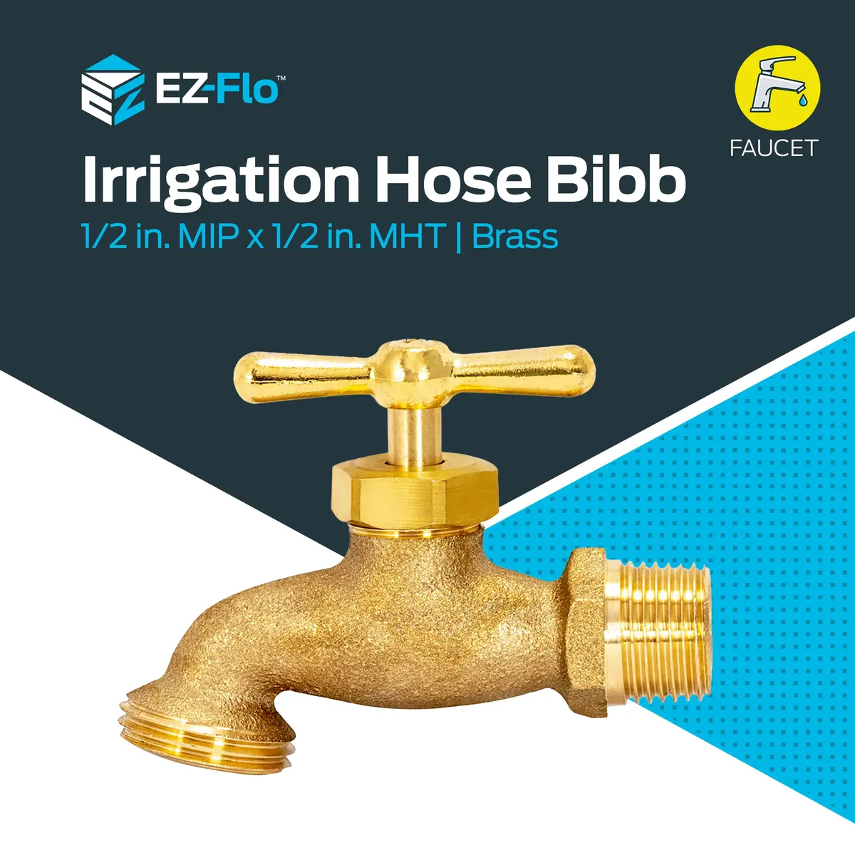 Eastman Irrigation Hose Bibb 1/2 Inch MIP x 1/2 Inch MHT Brass Garden Valve Pack of 2 | Heavy-Duty Outdoor Spigot - view 2
