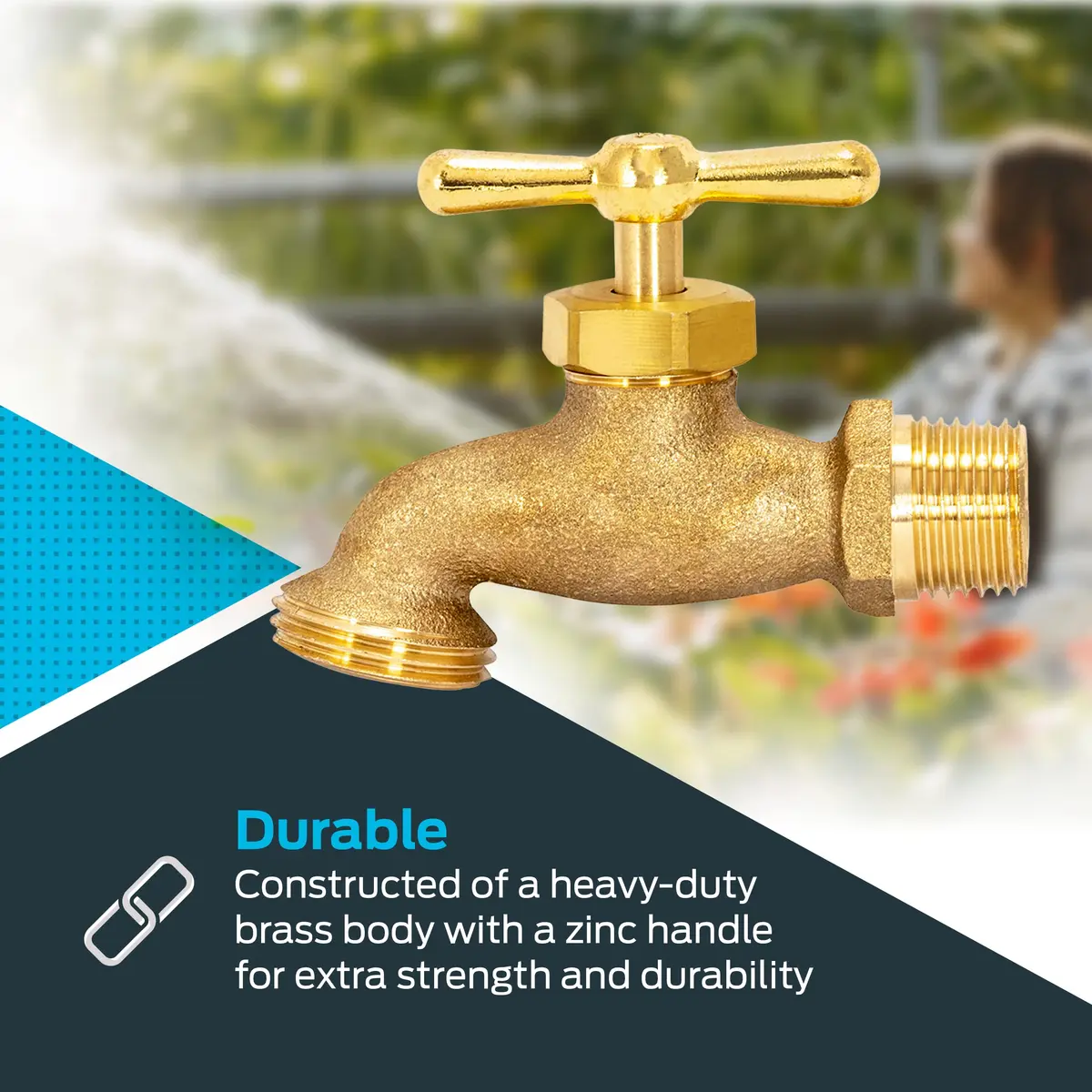 Eastman Irrigation Hose Bibb 1/2 Inch MIP x 1/2 Inch MHT Brass Garden Valve Pack of 2 | Heavy-Duty Outdoor Spigot - view 3