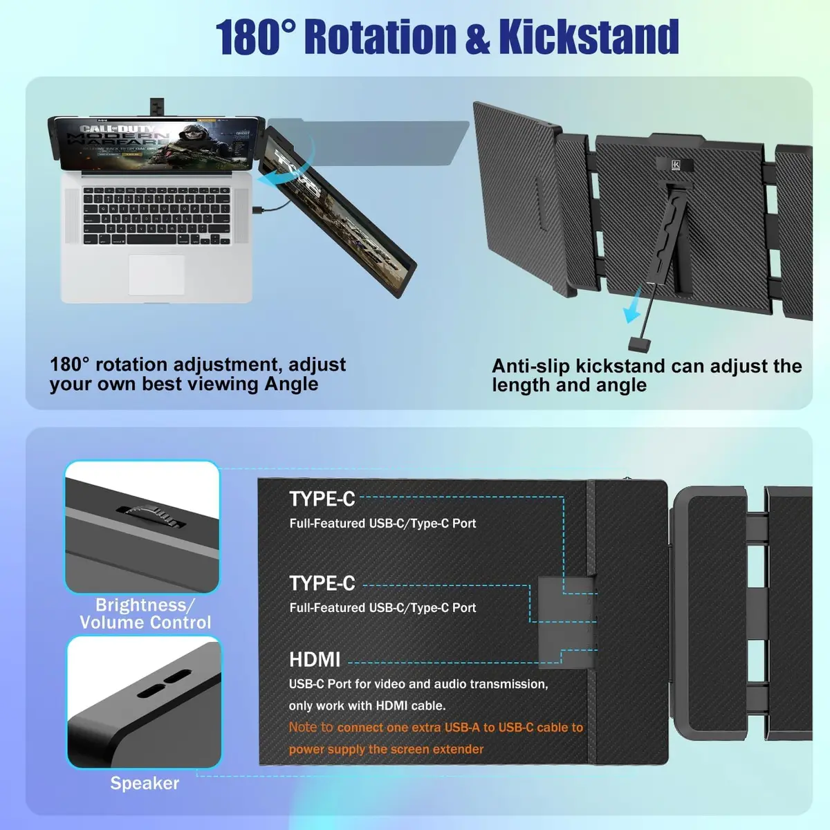 KEFEYA 14" FHD IPS Laptop Monitor Extender | Portable Dual Screen for Windows/Mac/Android - view 5