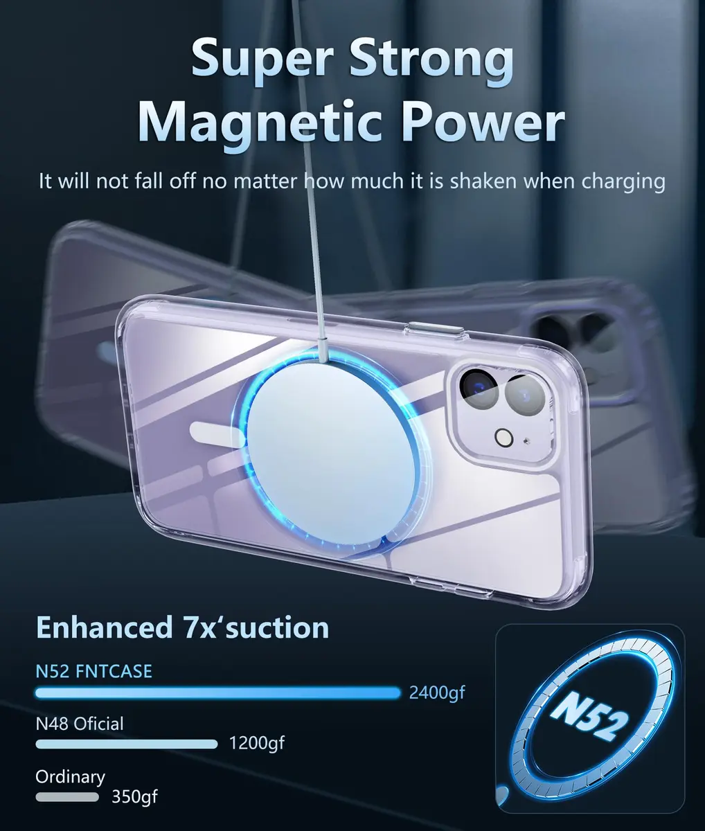 FNTCASE Clear Magnetic Case for iPhone 11/XR 6.1" | Magsafe Compatible, Anti-Yellowing, Military Grade Protection - view 3