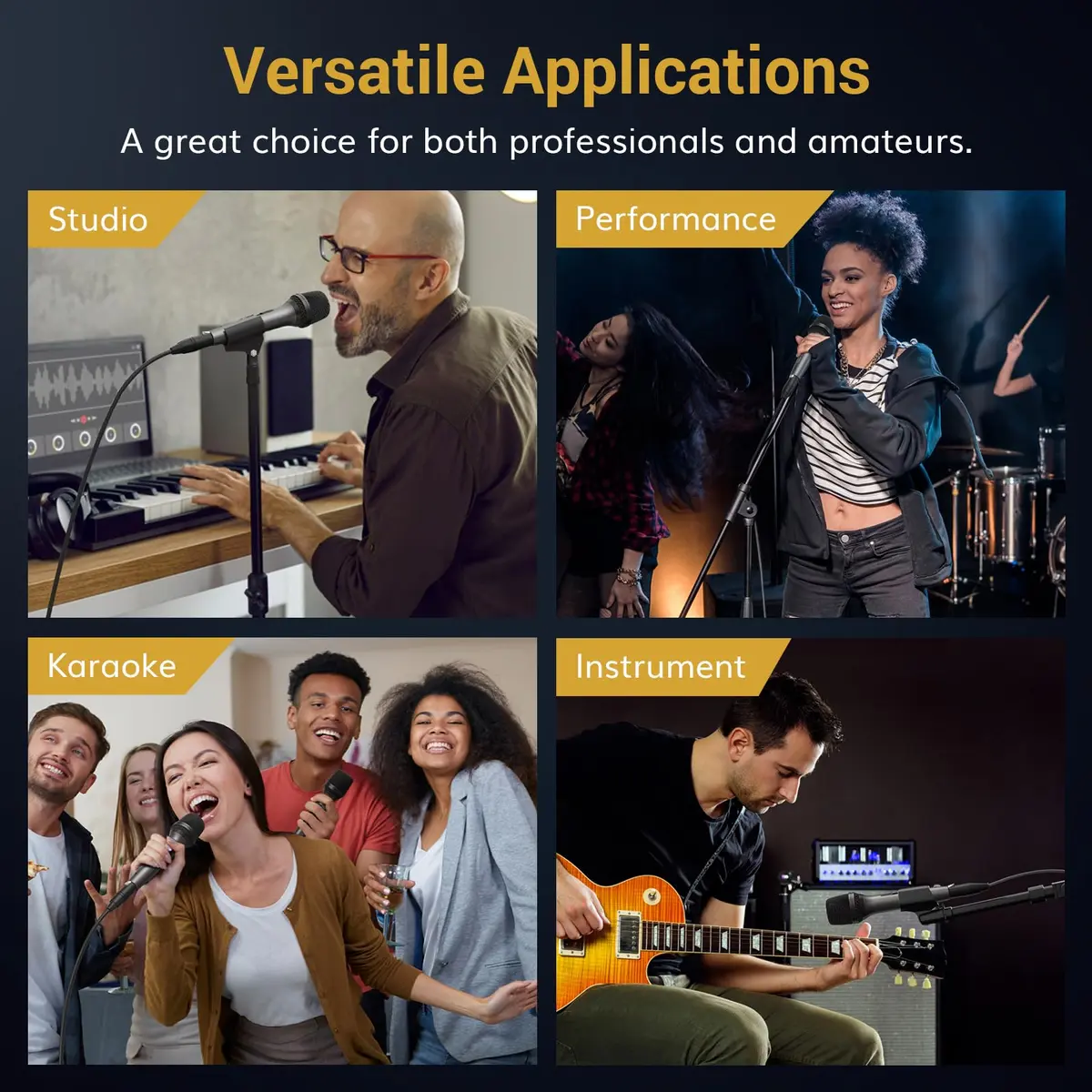 TONOR D5 Dynamic Vocal Microphone for Singing, Karaoke, Speech | Hypercardioid Pickup Pattern, 339g (0.75lb) - view 7