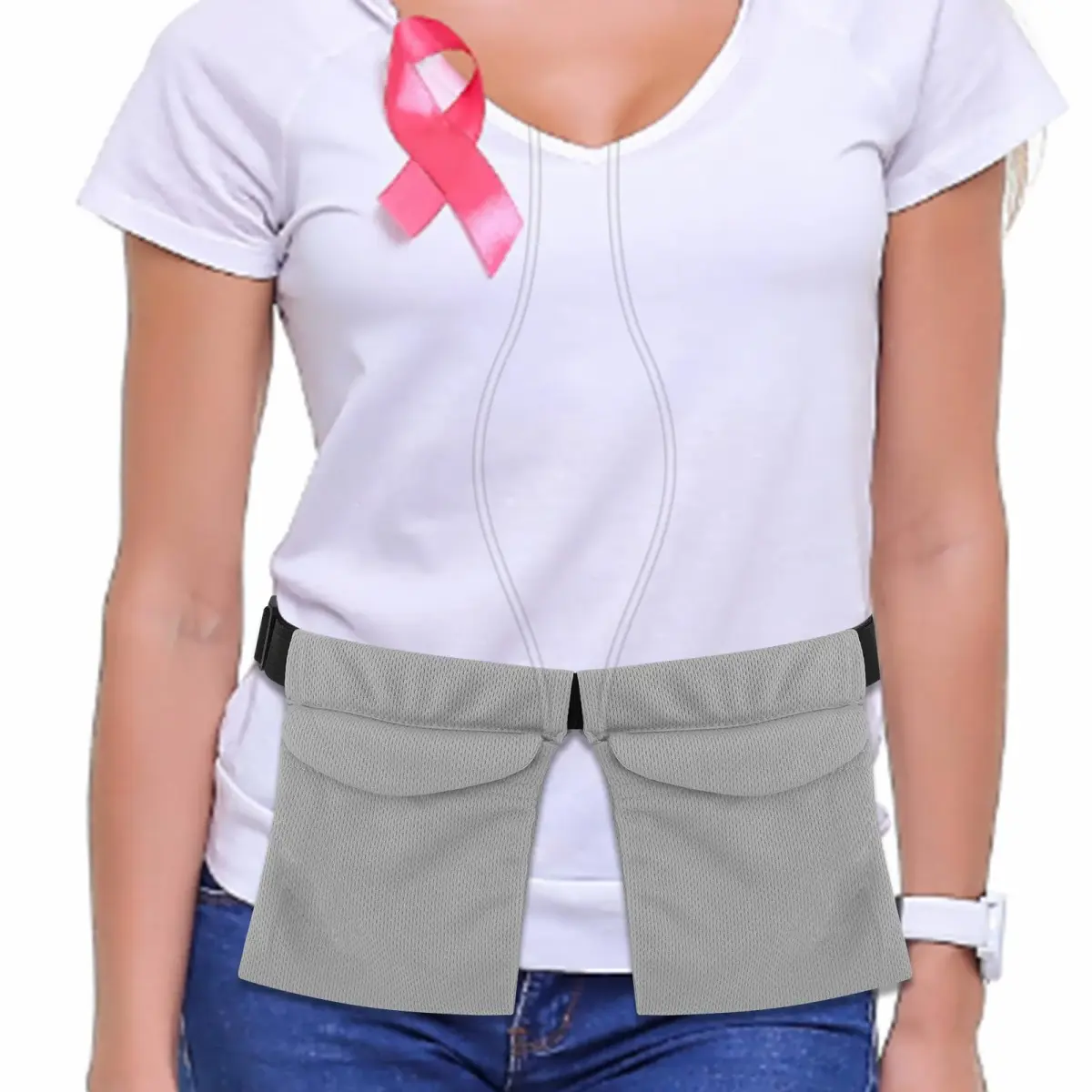 Thinp Mastectomy Drain Holder Shower Bag Grey 2-Pack | Post Surgery Recovery Supplies - view 6