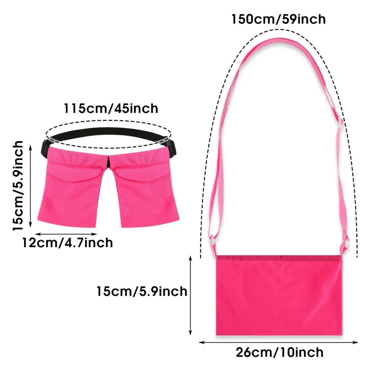 Thinp Mastectomy Drain Holder Shower Bag with Waist Belt & Neck Strap, Adjustable Recovery Supplies (2-Pack, Rose Red) - view 2