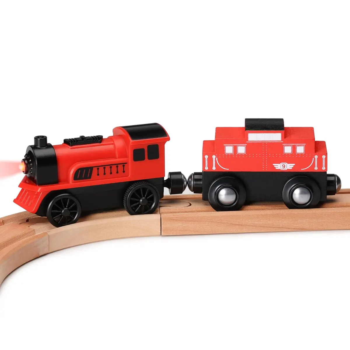 SainSmart Jr. Motorized Train Set 2-Pack | Battery Operated Magnetic Connection for Toddlers Aged 3+ - main product image