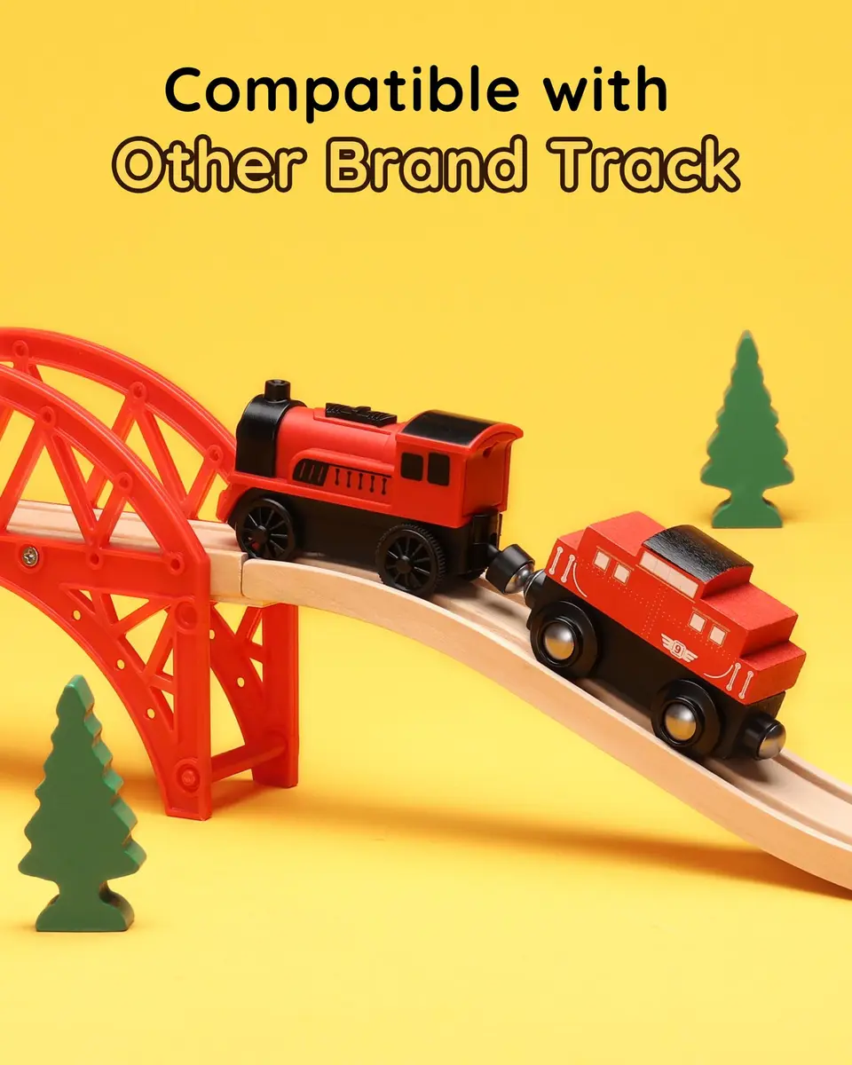 SainSmart Jr. Motorized Train Set 2-Pack | Battery Operated Magnetic Connection for Toddlers Aged 3+ - view 5