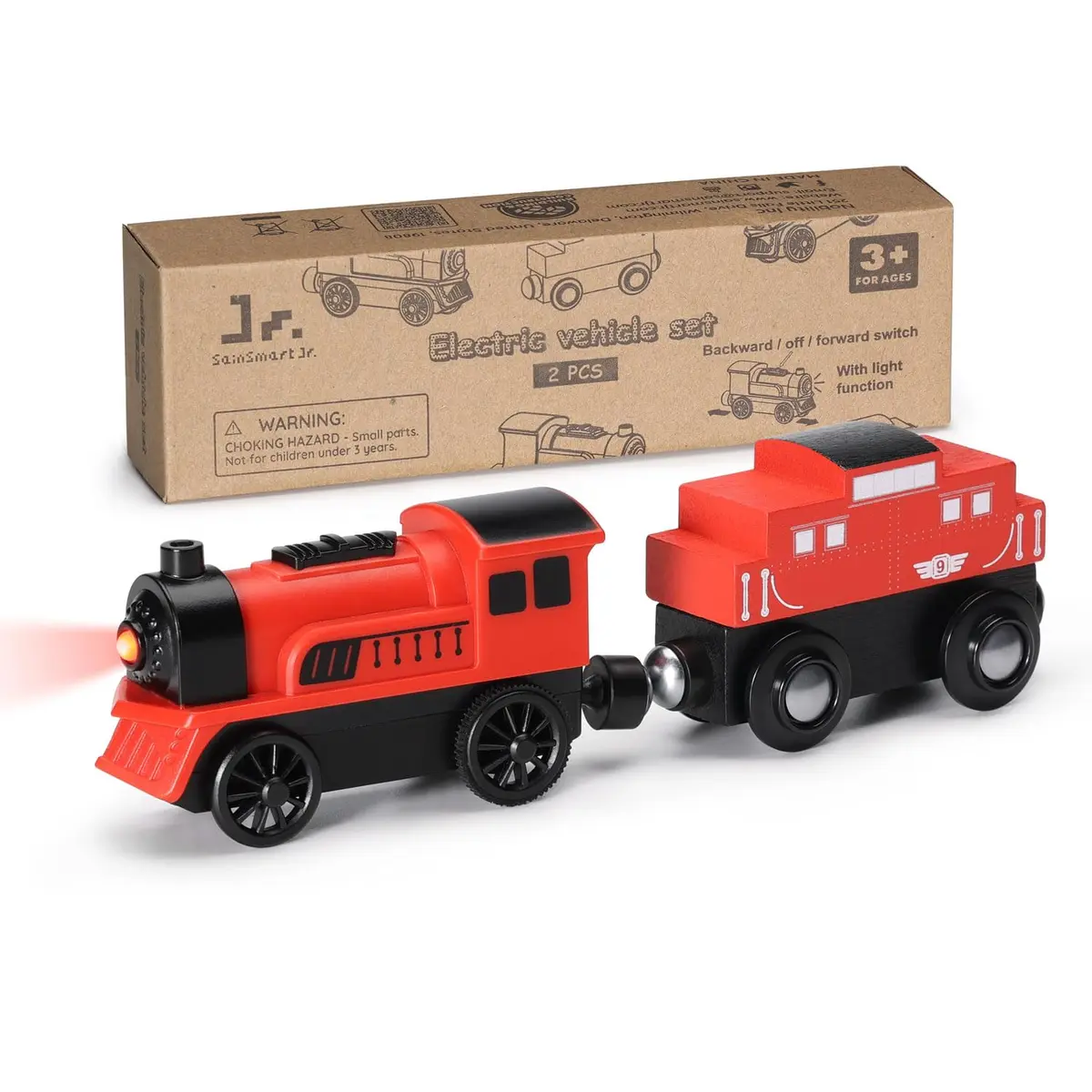 SainSmart Jr. Motorized Train Set 2-Pack | Battery Operated Magnetic Connection for Toddlers Aged 3+ - view 7
