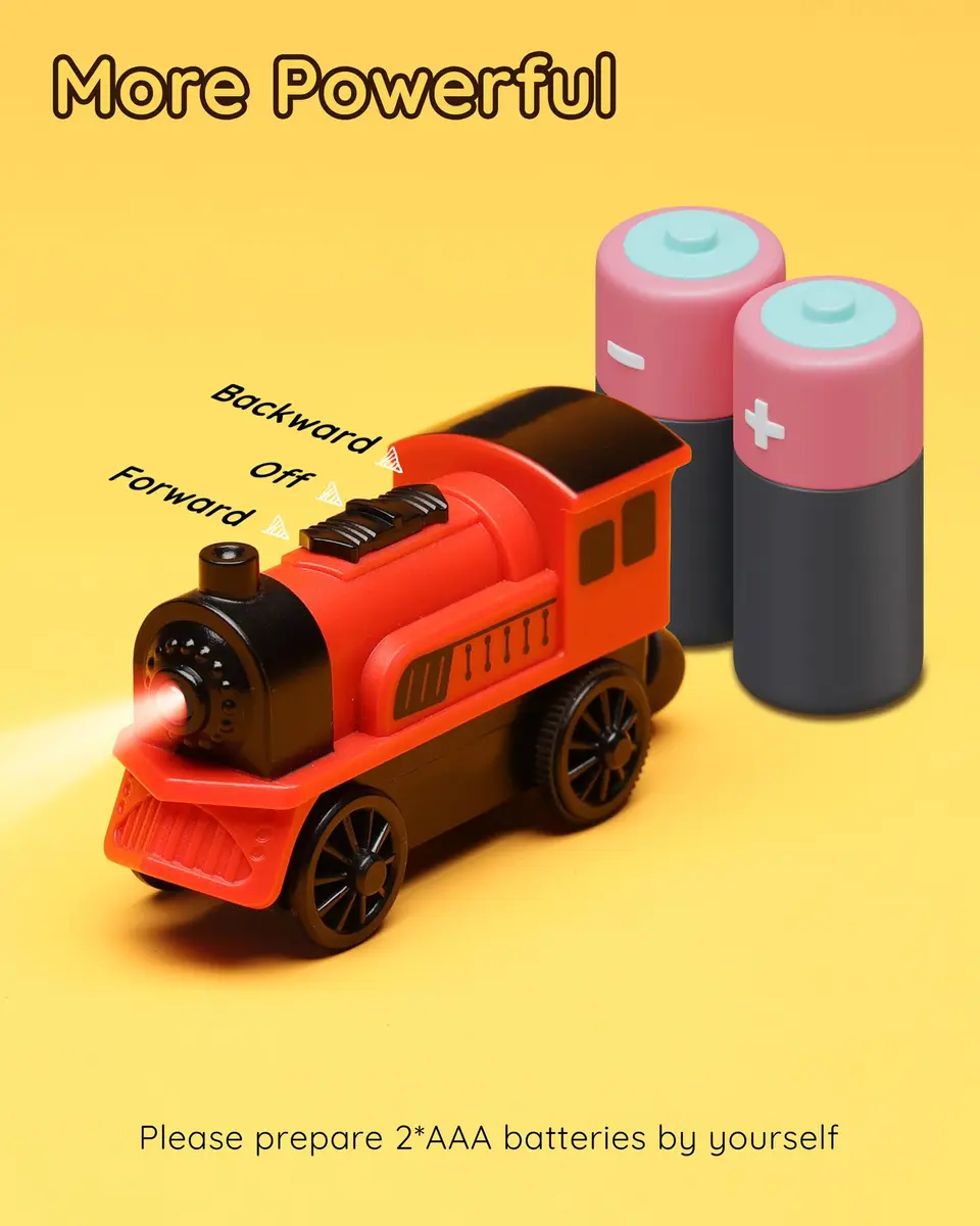 SainSmart Jr. Motorized Train Set 2-Pack | Battery Operated Magnetic Connection for Toddlers Aged 3+ - view 3