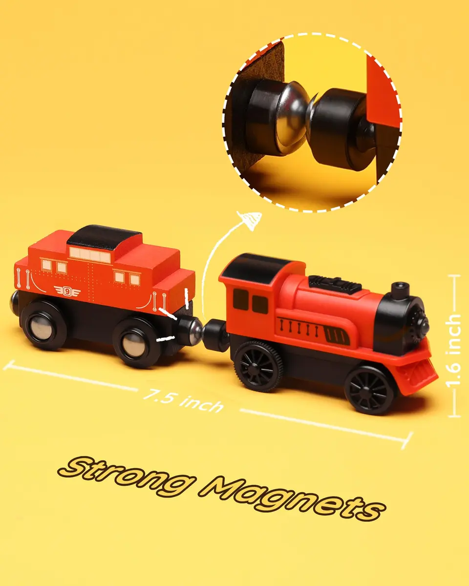 SainSmart Jr. Motorized Train Set 2-Pack | Battery Operated Magnetic Connection for Toddlers Aged 3+ - view 4