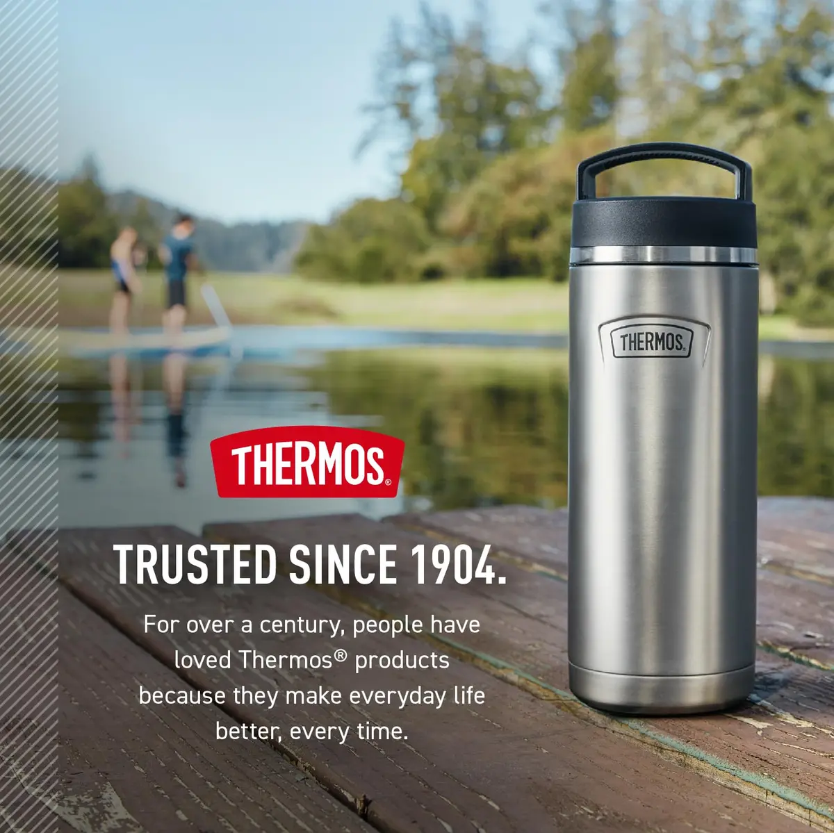 THERMOS ICON SERIES Stainless Steel Water Bottle 946ml (32 Ounce) with Screw Top Lid, Granite | Keeps Drinks Hot 14 Hrs, Cold 24 Hrs - view 8