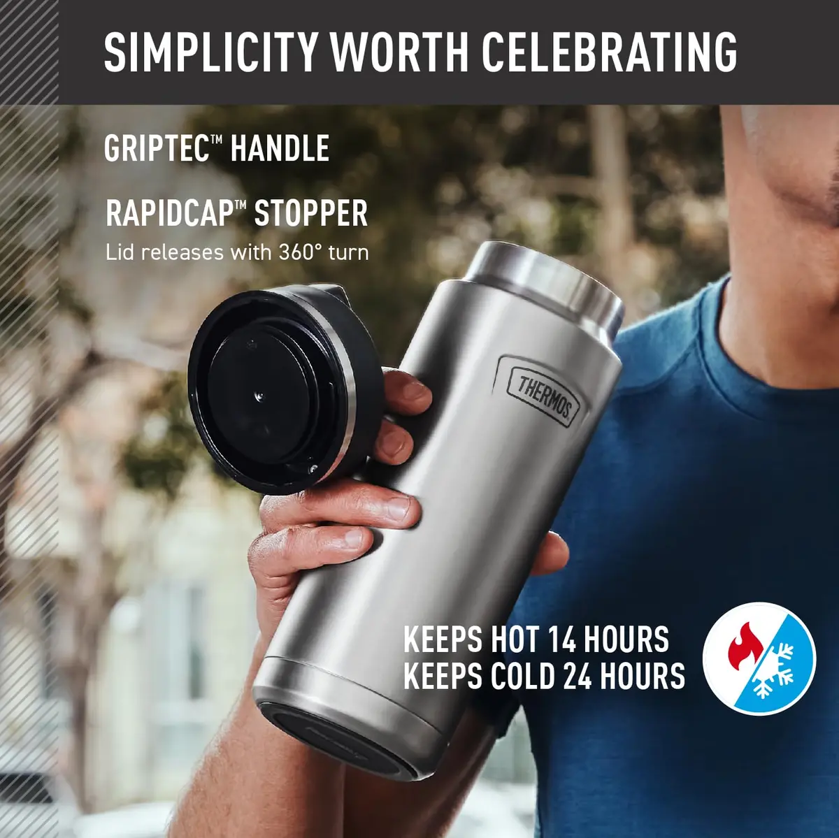 THERMOS ICON SERIES 32oz Stainless Steel Water Bottle | Vacuum Insulated, Saddle - view 3