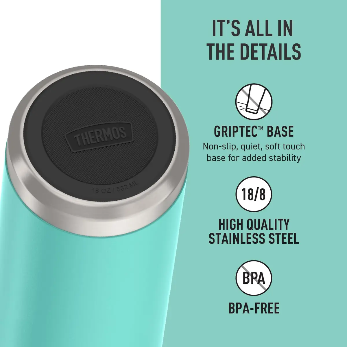 THERMOS ICON SERIES Insulated Water Bottle 18oz | Vacuum Stainless Steel, Cold 16H - view 4