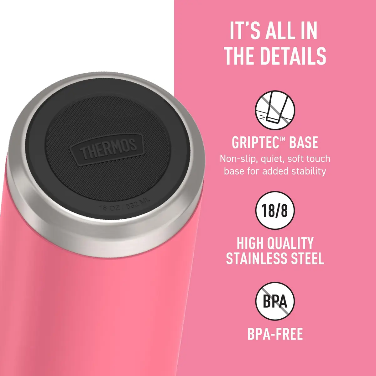 THERMOS ICON SERIES Insulated Water Bottle with Straw Lid 18oz | Keeps Drinks Cold 16H - view 4