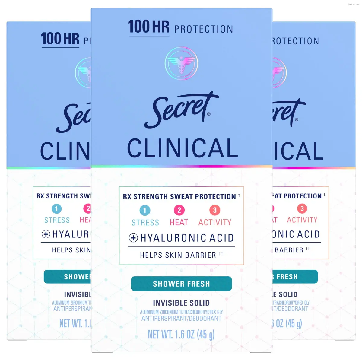 Secret Clinical Strength Antiperspirant Deodorant for Women, Invisible Solid, Shower Fresh Scent, 1.6 oz (Pack of 3) | 100HR Sweat & Odor Protection - main product image