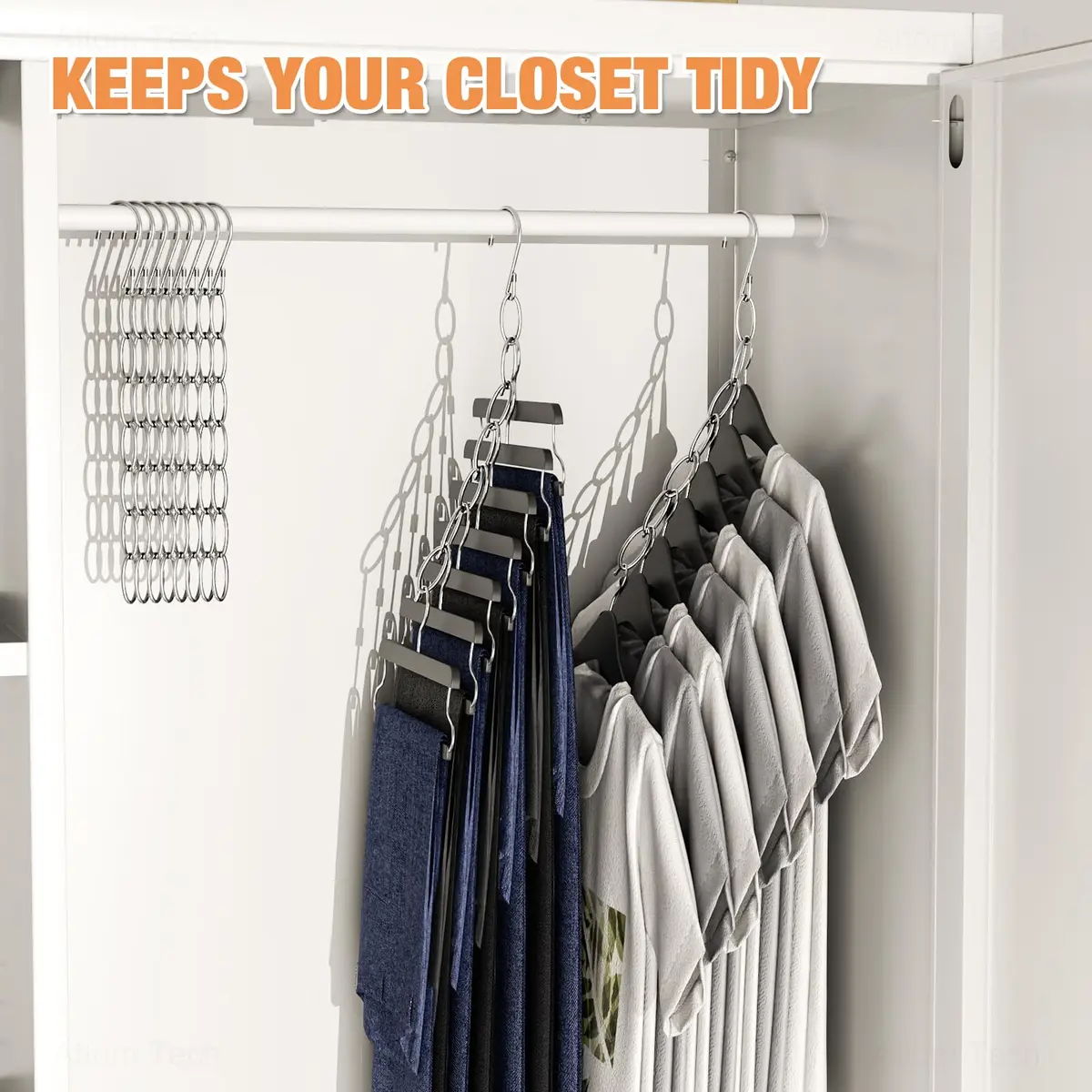NiHome Space Saving Hangers 10-Pack | Metal Closet Organizer with Safety Cap, Space Saving & Durable - view 4