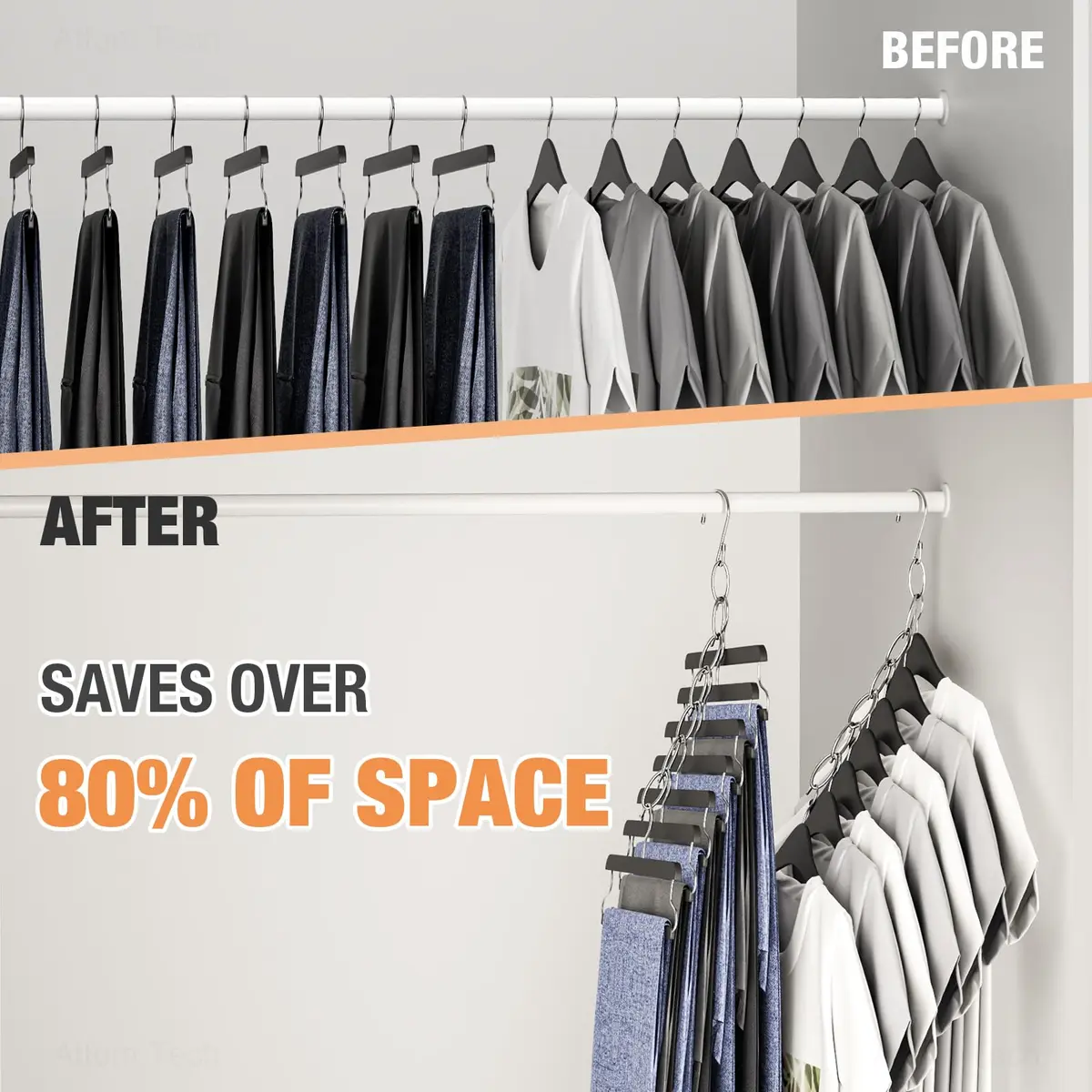 NiHome Space Saving Hangers 10-Pack | Metal Closet Organizer with Safety Cap, Space Saving & Durable - view 2