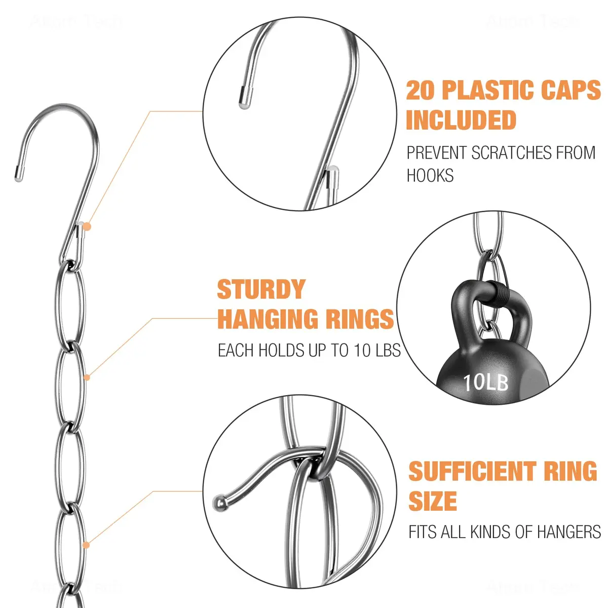 NiHome Space Saving Hangers 10-Pack | Metal Closet Organizer with Safety Cap, Space Saving & Durable - view 3