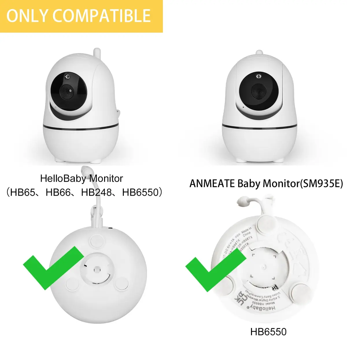 iTODOS Baby Monitor Mount Compatible with HelloBaby HB65/HB6550/HB6558/HB66/HB248,ANMEATE SM935E/SM650 | Portable, Adjustable Baby Camera Mount - view 2