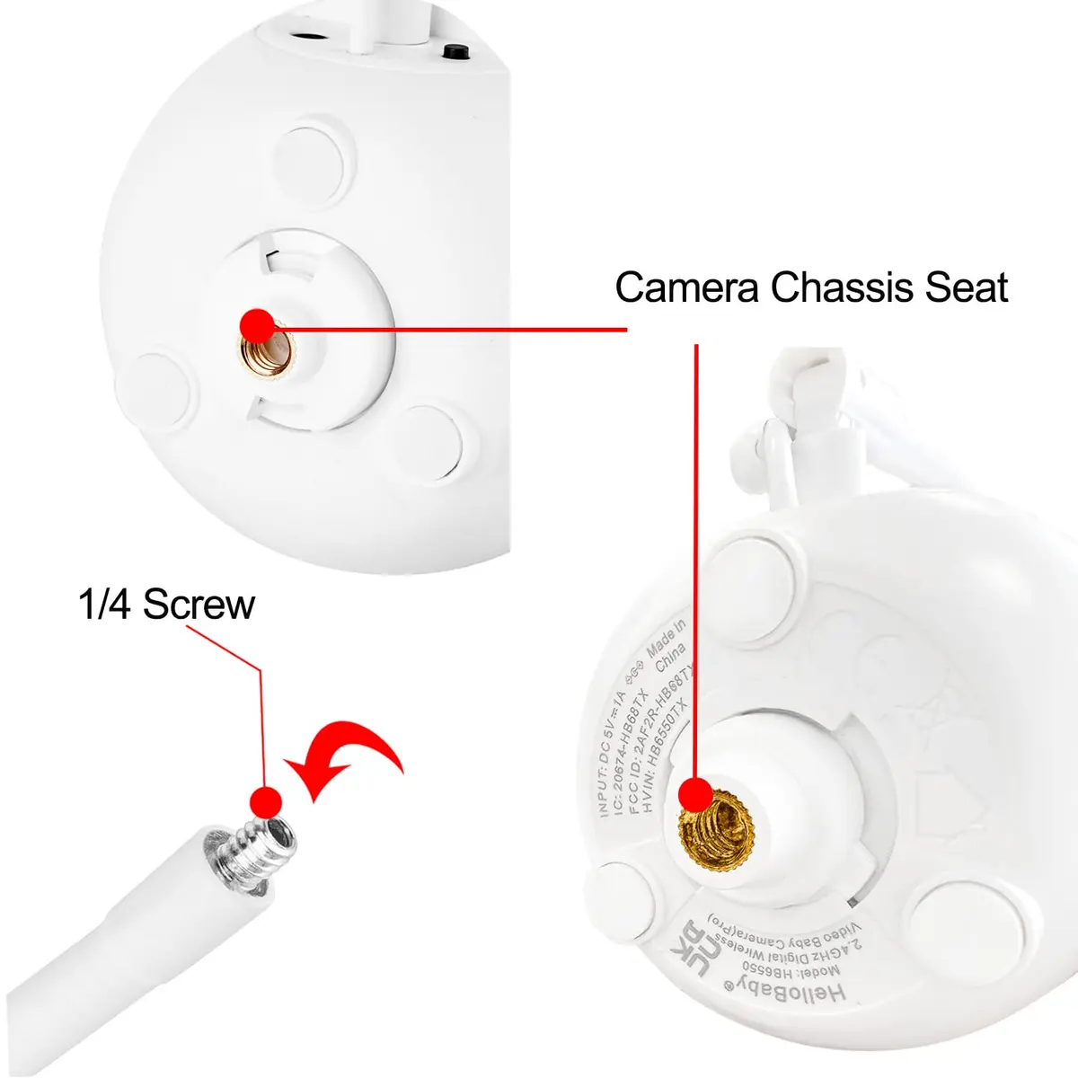 iTODOS Baby Monitor Mount Compatible with HelloBaby HB65/HB6550/HB6558/HB66/HB248,ANMEATE SM935E/SM650 | Portable, Adjustable Baby Camera Mount - view 3