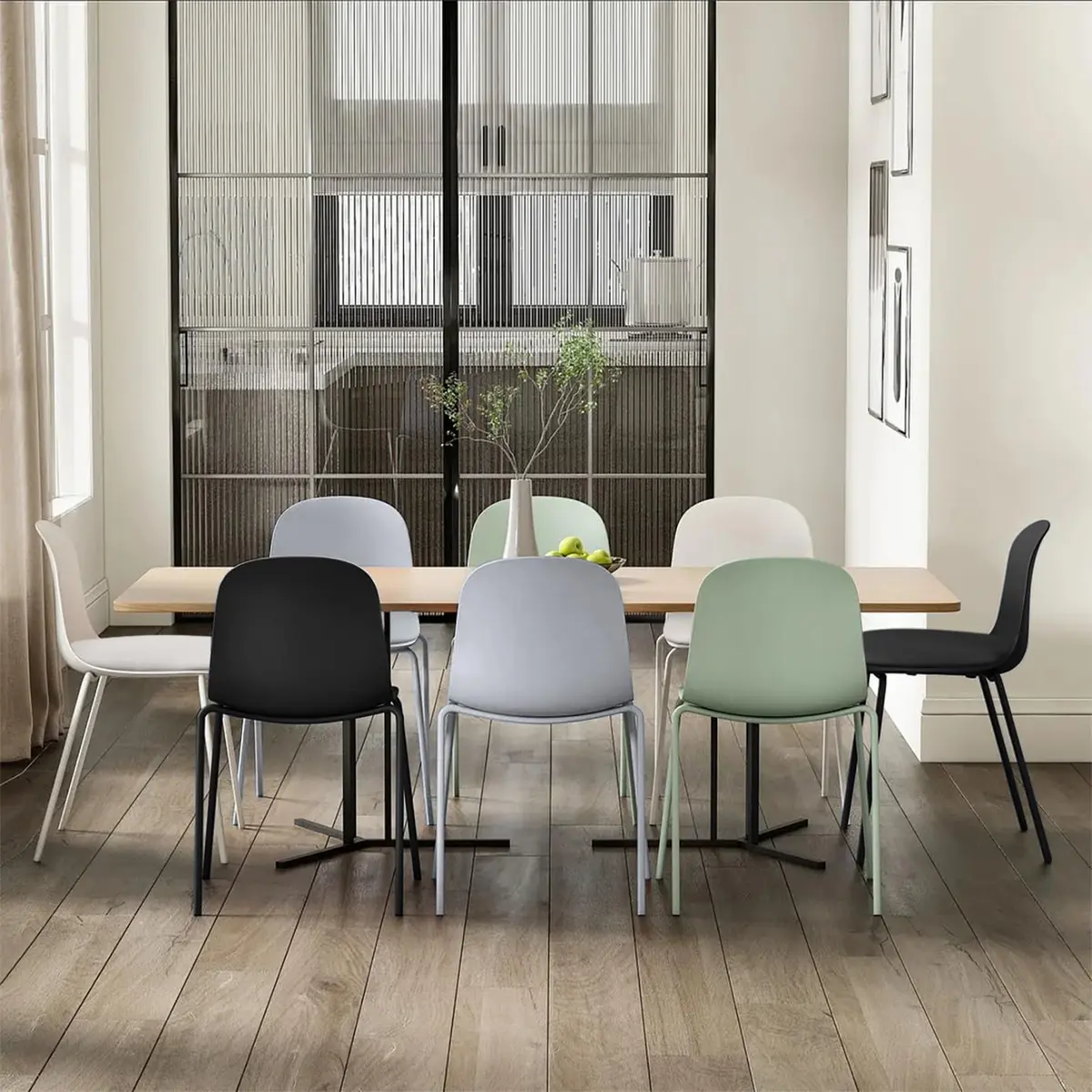 2xhome Modern Stackable Armless Dining Chairs | Plastic Shell Seat with PU Leather Cushion, Gray - view 6