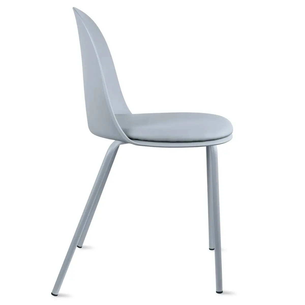2xhome Modern Stackable Armless Dining Chairs | Plastic Shell Seat with PU Leather Cushion, Gray - view 9