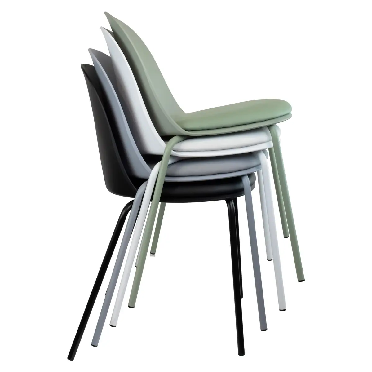 2xhome Modern Stackable Armless Dining Chairs | Plastic Shell Seat with PU Leather Cushion, Gray - view 3