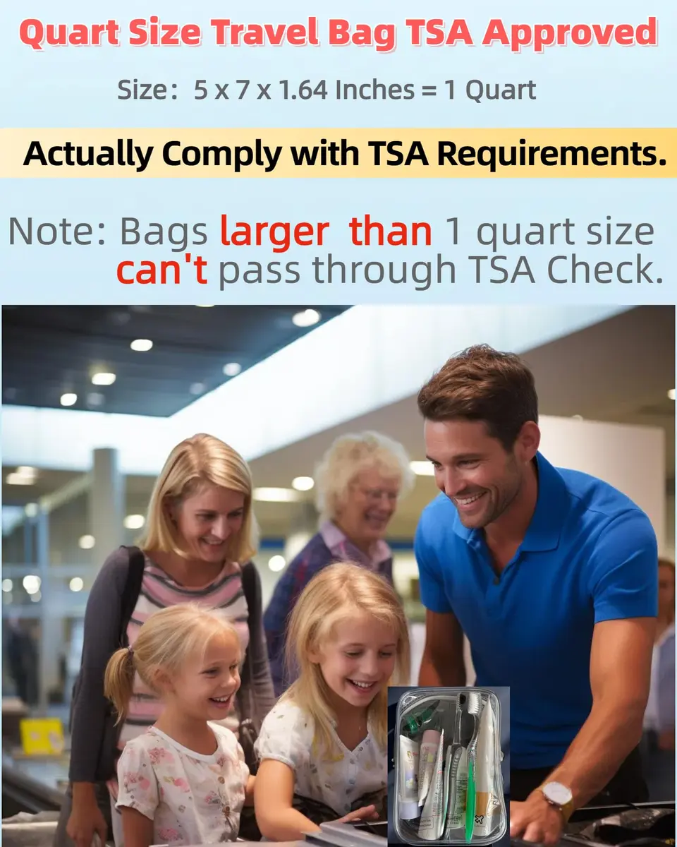 CALYGO TSA Approved Clear Toiletry Bag 1 Quart (156 ml) | Compact & Leak-Resistant for International Travel - view 2