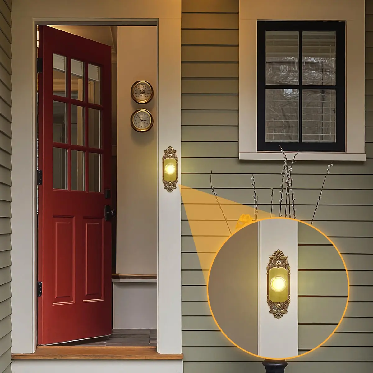Sankoly 2 Pack Lighted Doorbell Button | Elegant Wired Door Bell Switch with Yellow LED (0.63-inch hole) - view 6